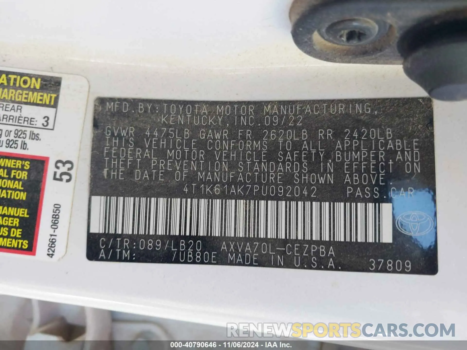9 Photograph of a damaged car 4T1K61AK7PU092042 TOYOTA CAMRY 2023