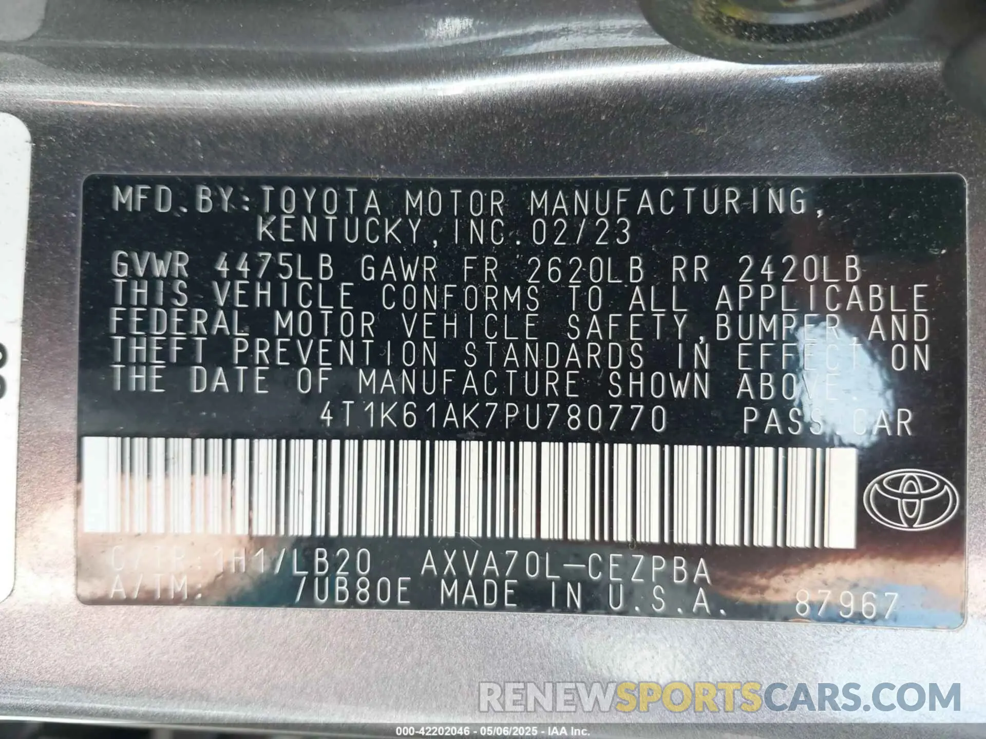 9 Photograph of a damaged car 4T1K61AK7PU780770 TOYOTA CAMRY 2023