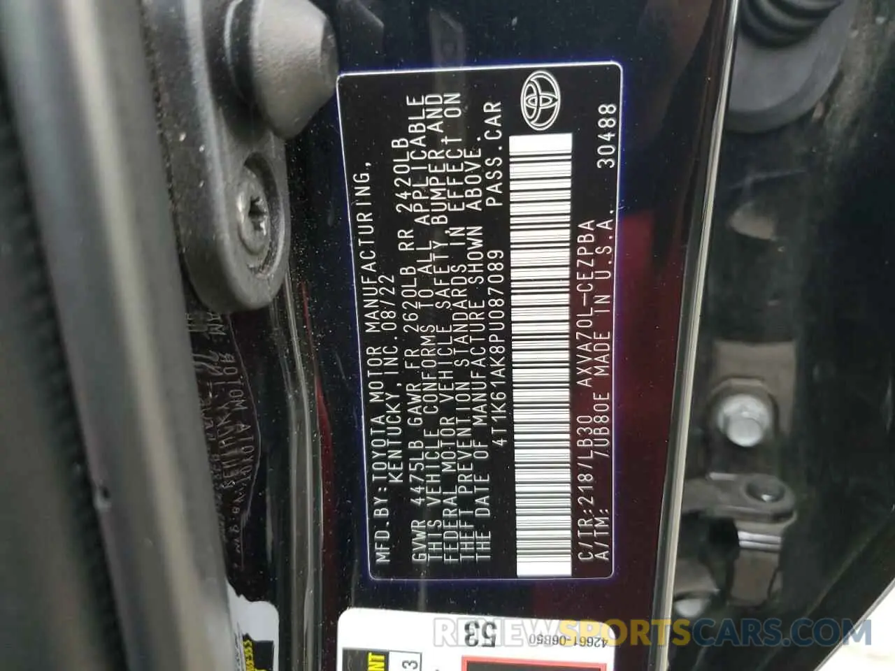 13 Photograph of a damaged car 4T1K61AK8PU087089 TOYOTA CAMRY 2023