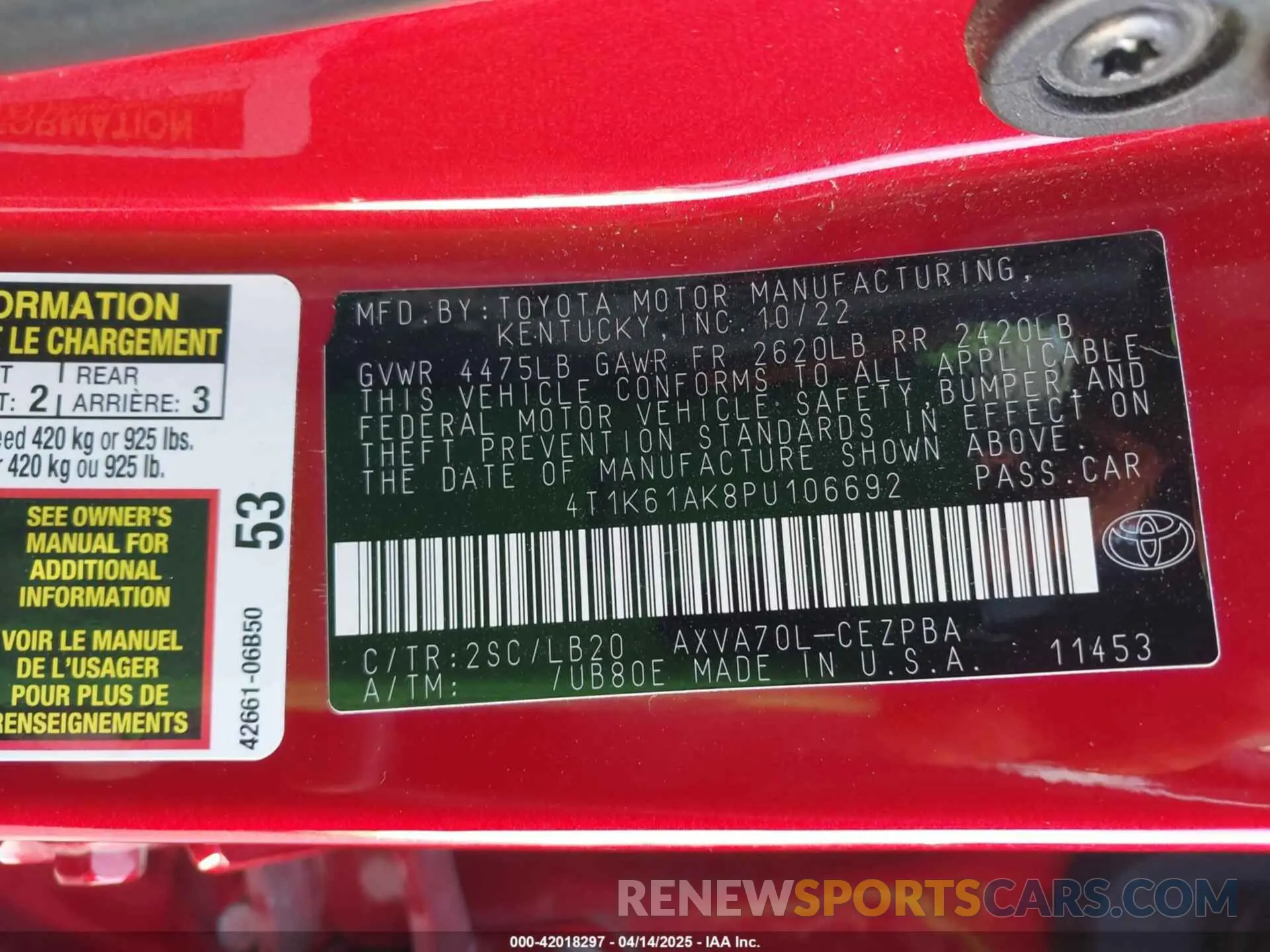 9 Photograph of a damaged car 4T1K61AK8PU106692 TOYOTA CAMRY 2023