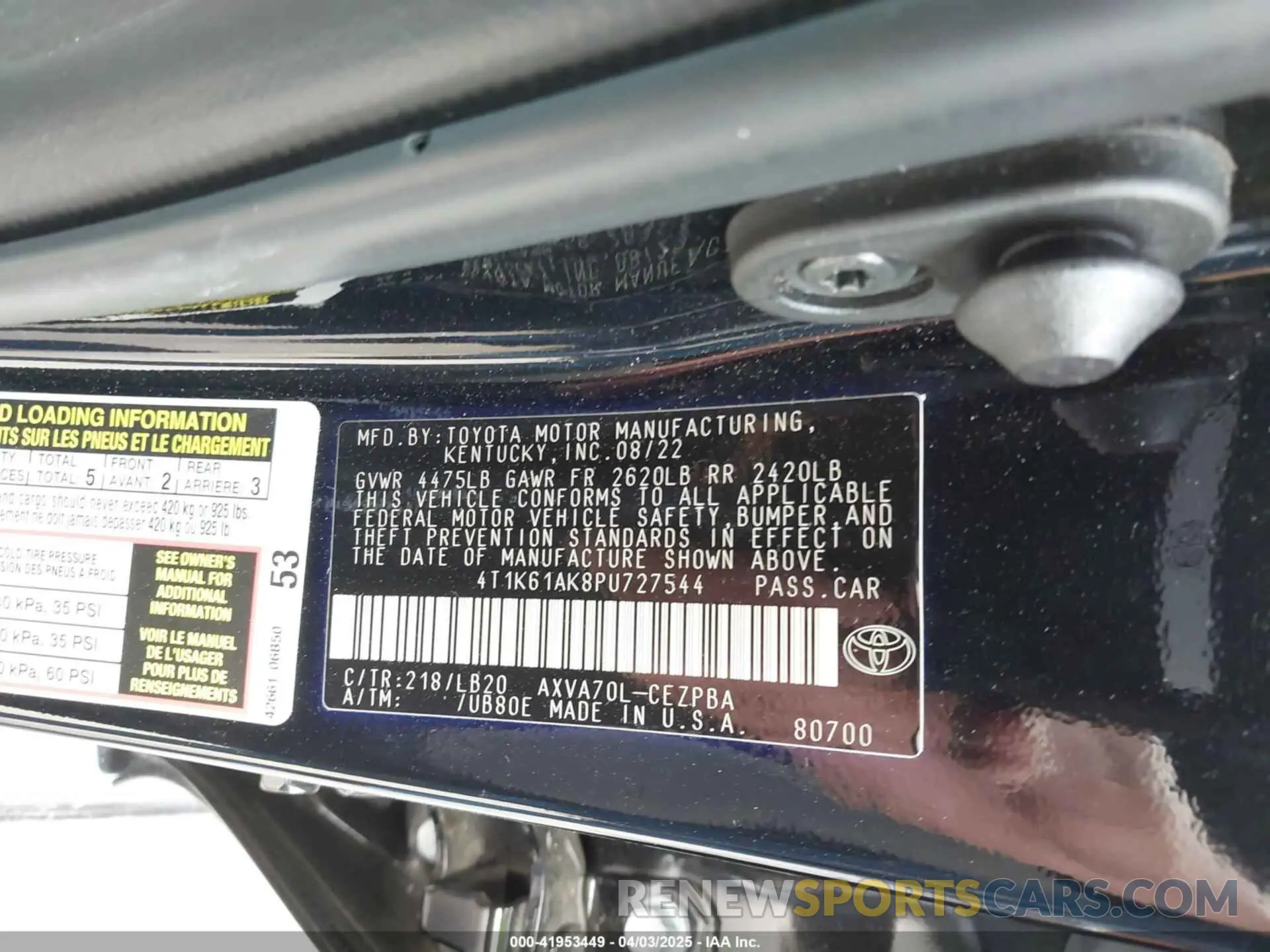 9 Photograph of a damaged car 4T1K61AK8PU727544 TOYOTA CAMRY 2023