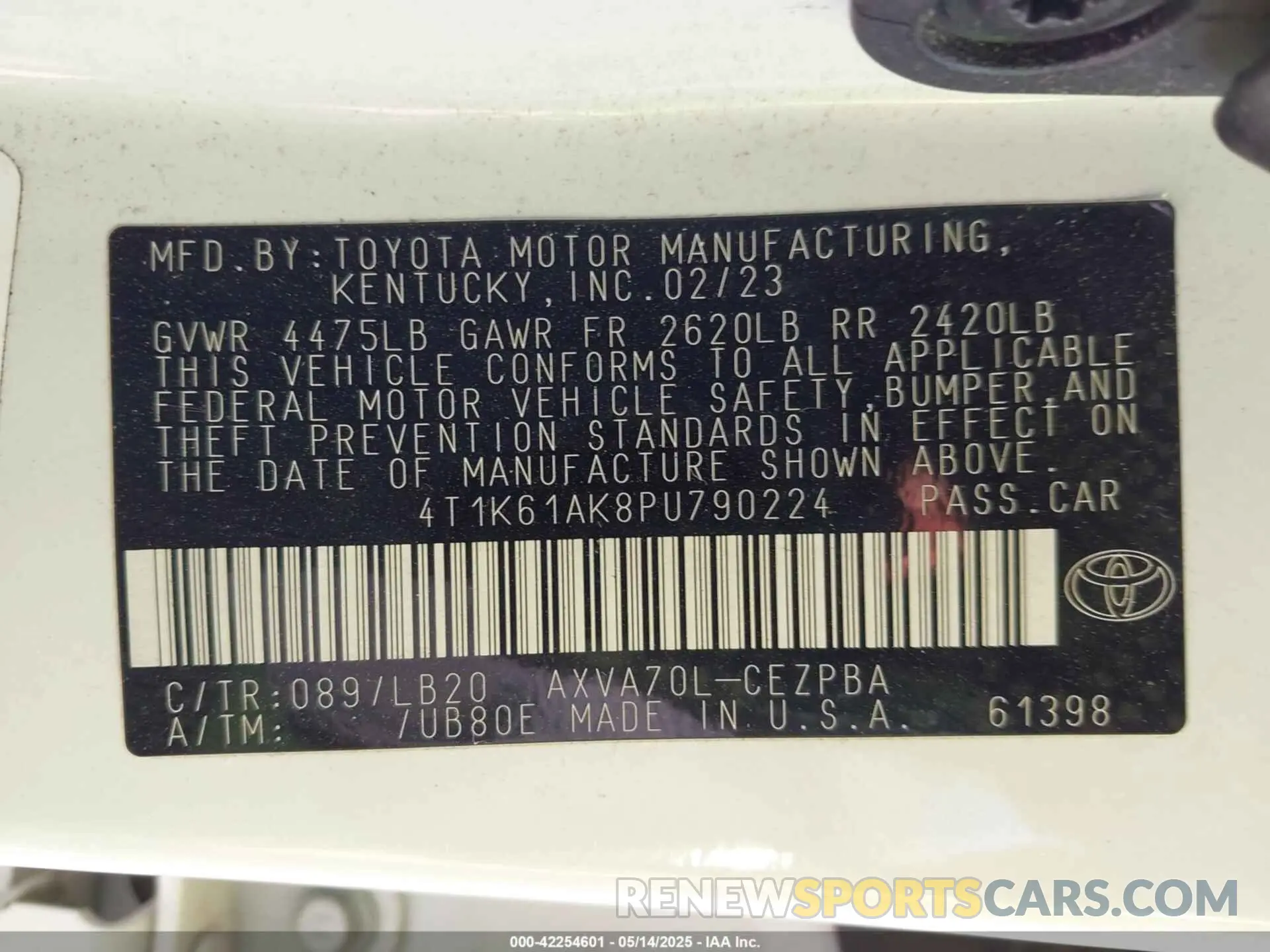 9 Photograph of a damaged car 4T1K61AK8PU790224 TOYOTA CAMRY 2023