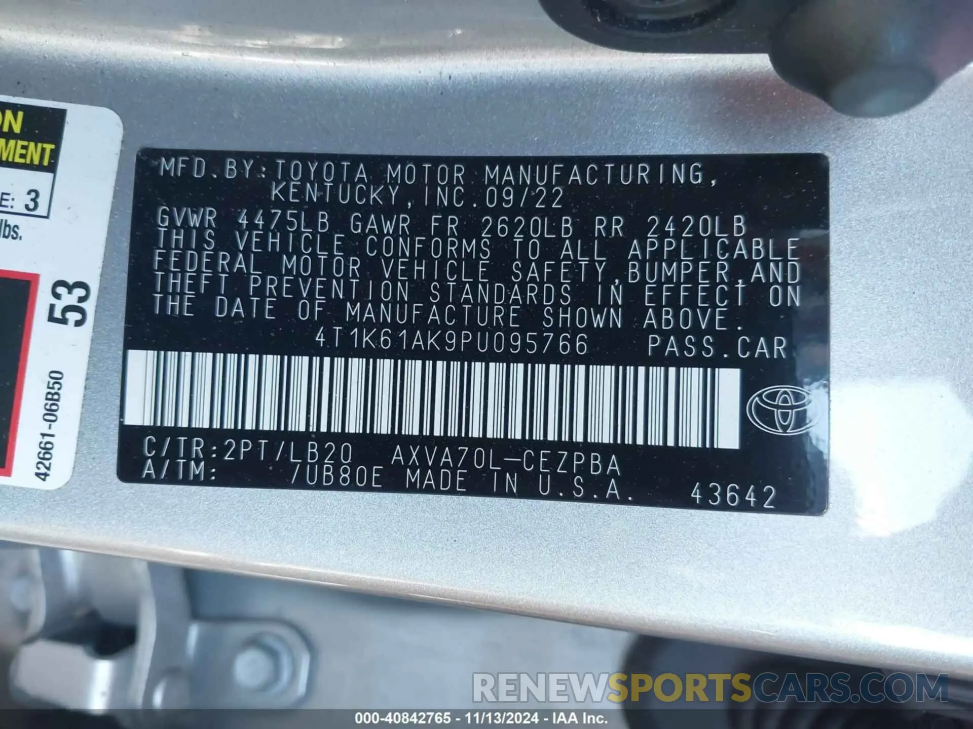 9 Photograph of a damaged car 4T1K61AK9PU095766 TOYOTA CAMRY 2023
