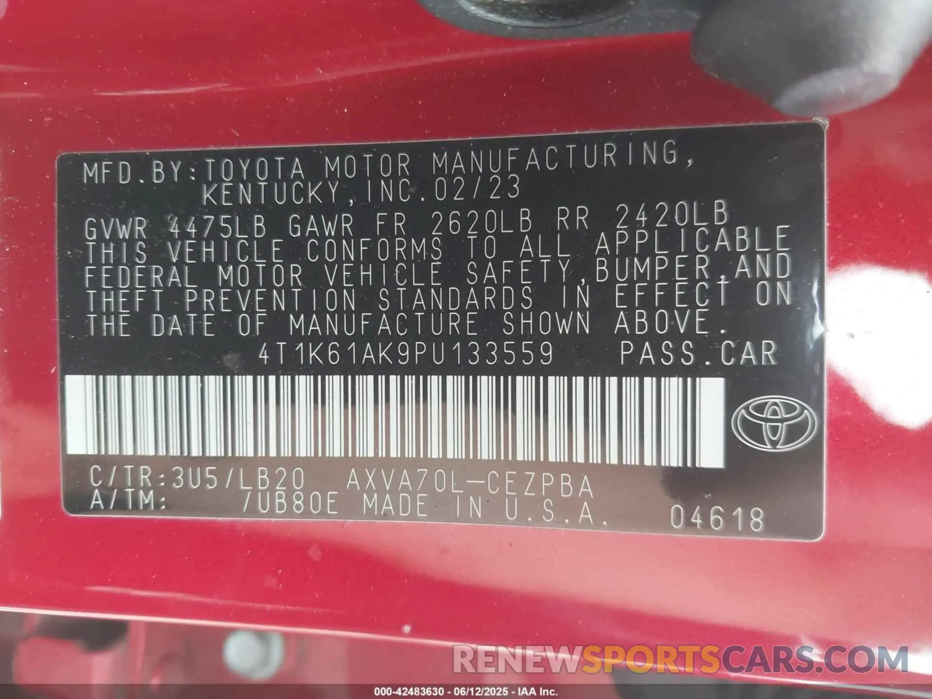 9 Photograph of a damaged car 4T1K61AK9PU133559 TOYOTA CAMRY 2023