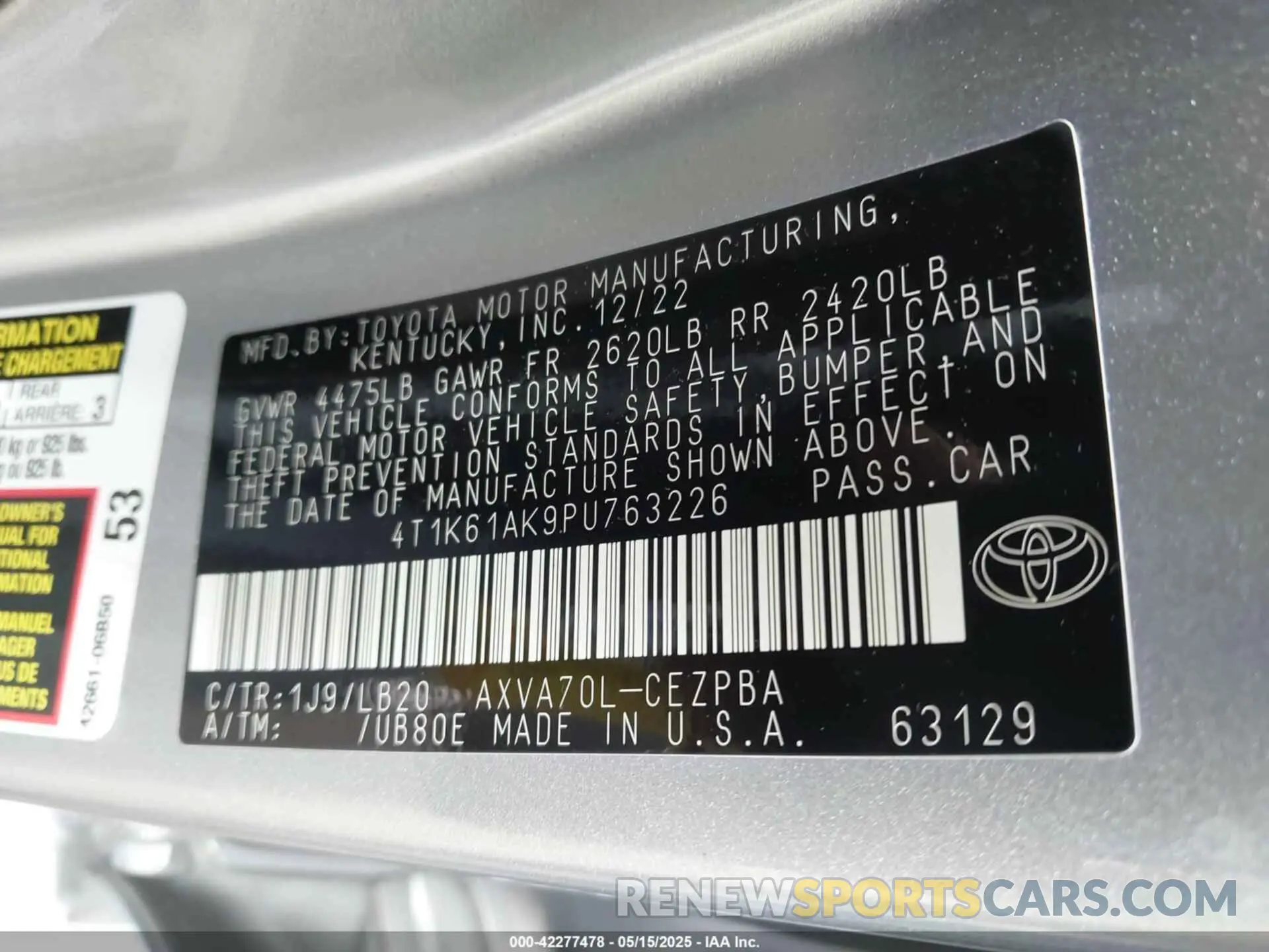9 Photograph of a damaged car 4T1K61AK9PU763226 TOYOTA CAMRY 2023