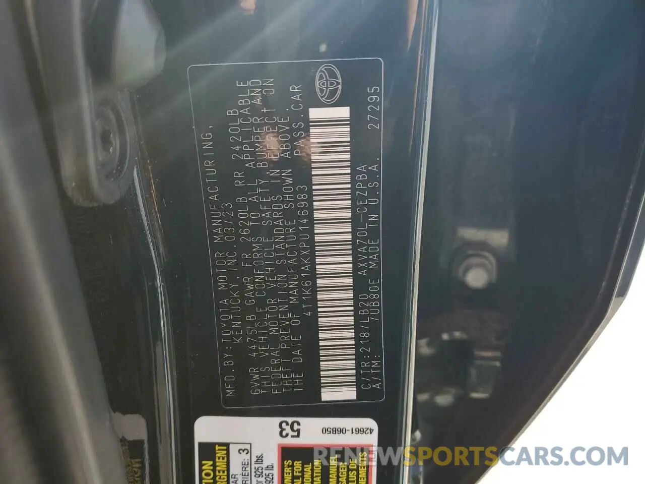 12 Photograph of a damaged car 4T1K61AKXPU146983 TOYOTA CAMRY 2023