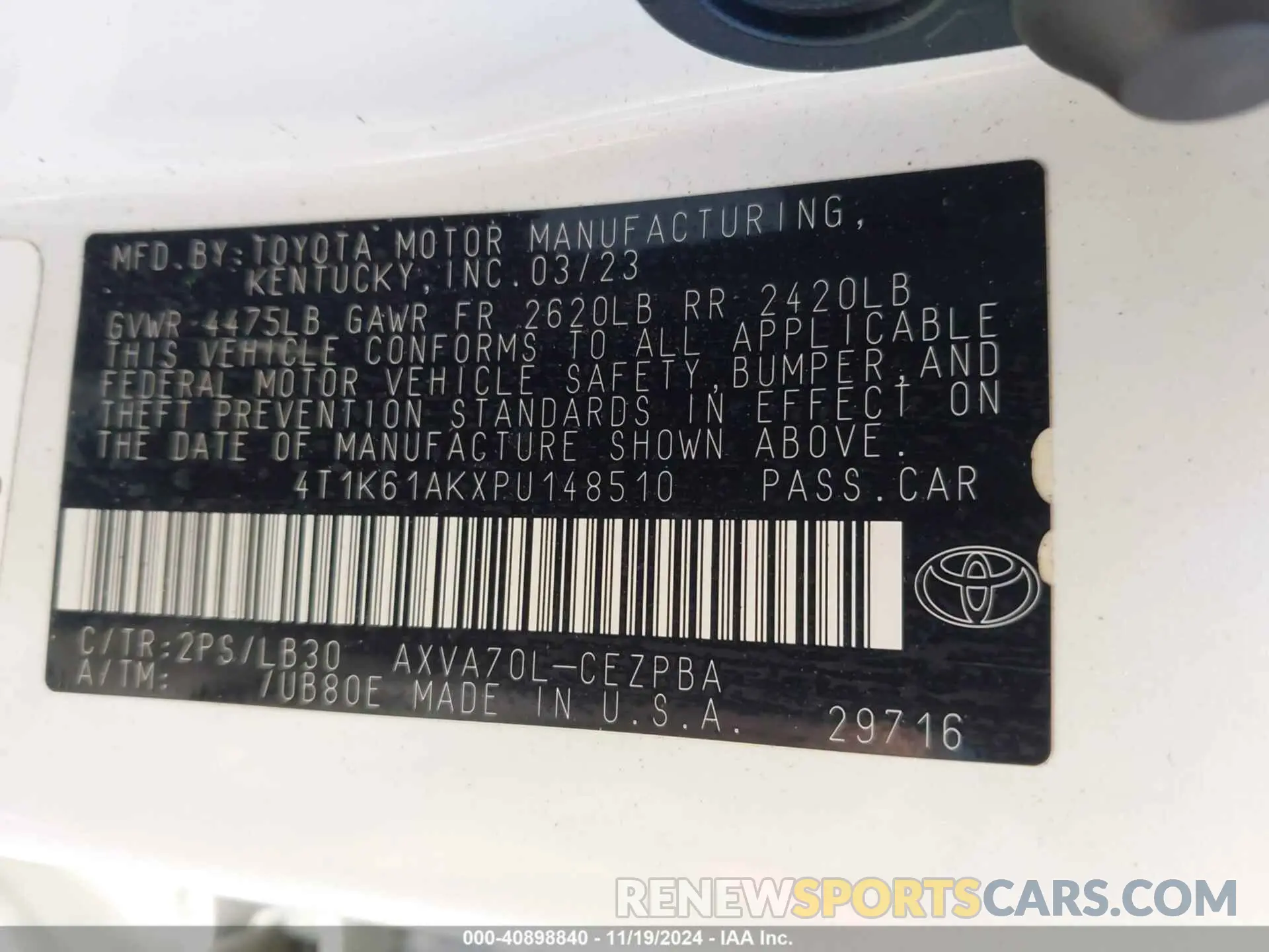 9 Photograph of a damaged car 4T1K61AKXPU148510 TOYOTA CAMRY 2023