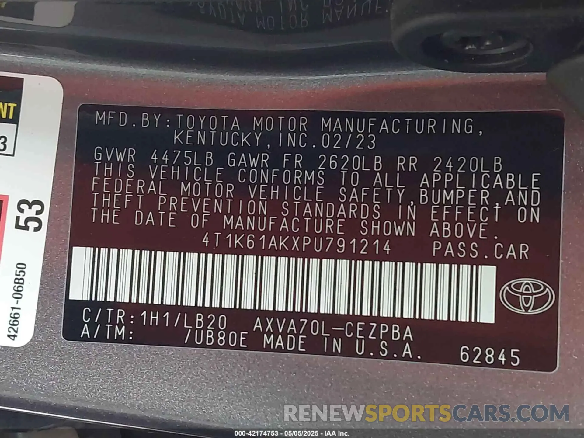 9 Photograph of a damaged car 4T1K61AKXPU791214 TOYOTA CAMRY 2023