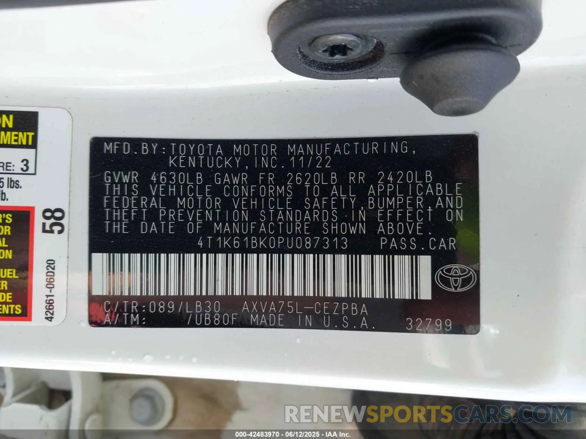 9 Photograph of a damaged car 4T1K61BK0PU087313 TOYOTA CAMRY 2023