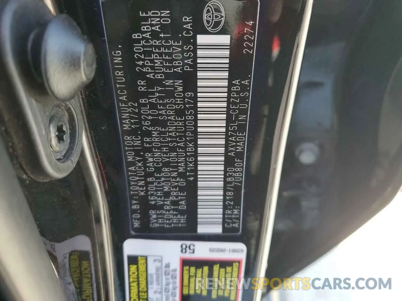 13 Photograph of a damaged car 4T1K61BK1PU085179 TOYOTA CAMRY 2023