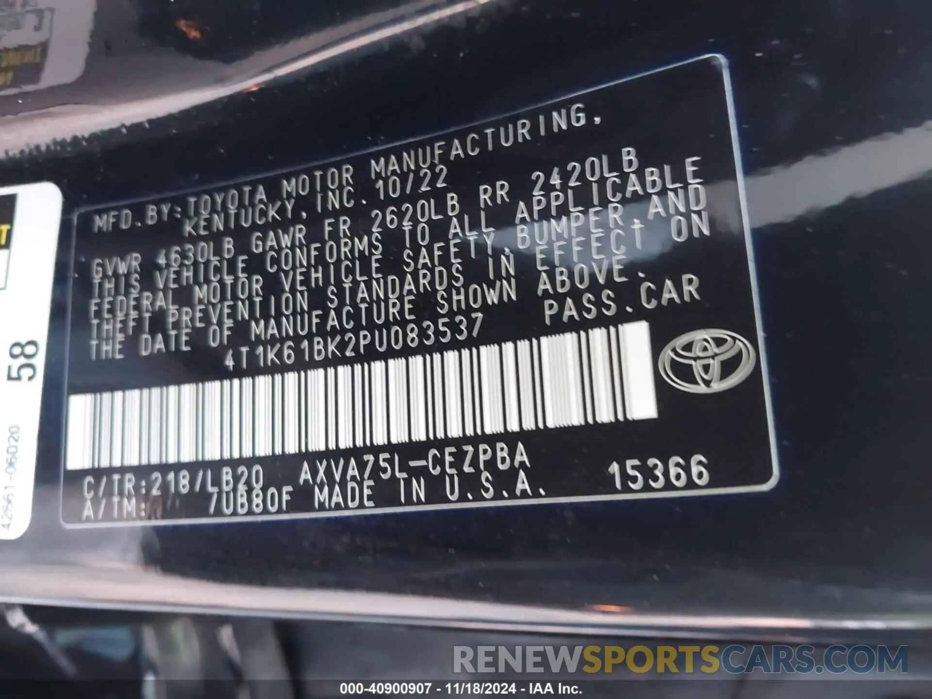 9 Photograph of a damaged car 4T1K61BK2PU083537 TOYOTA CAMRY 2023