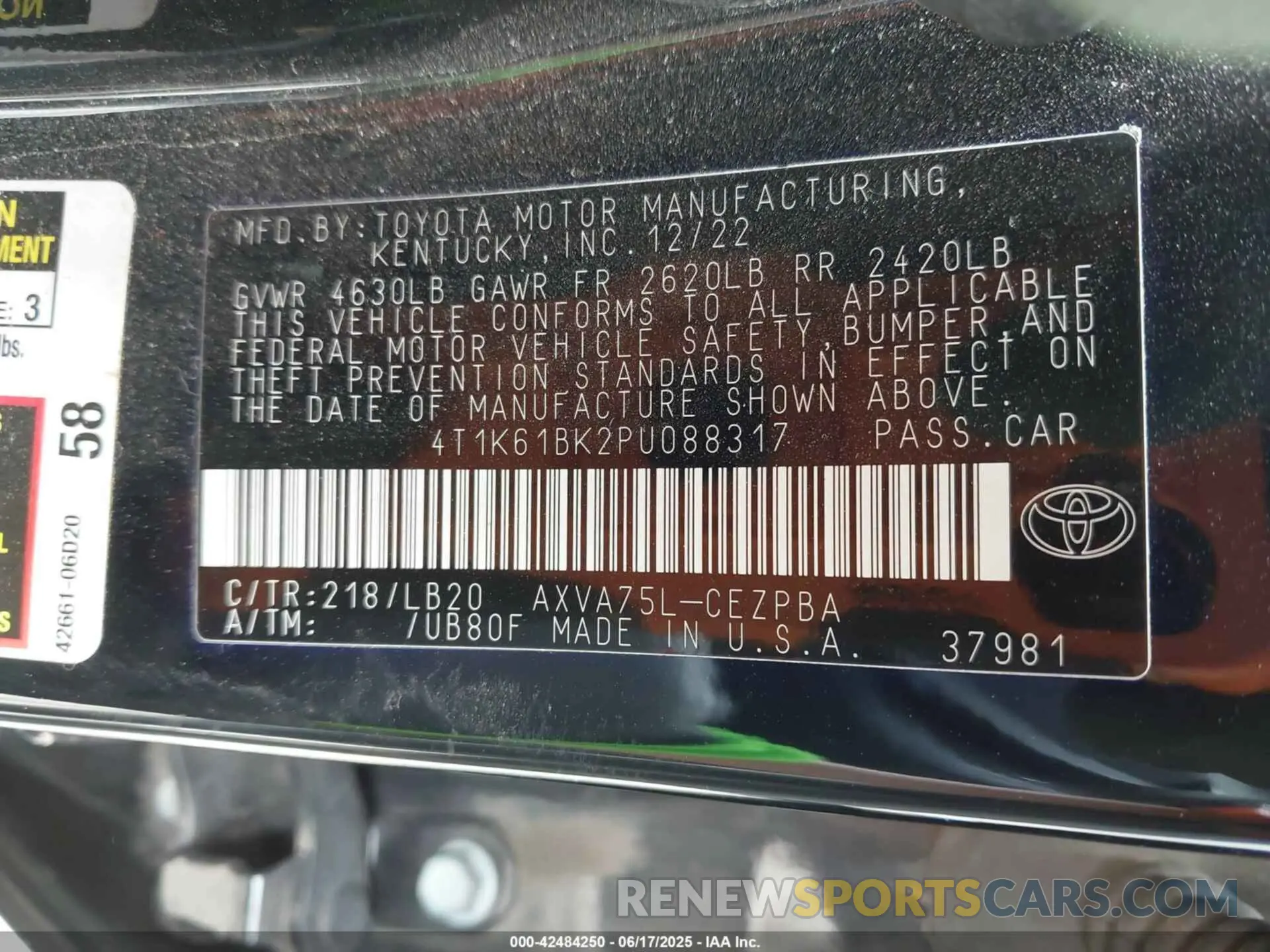 9 Photograph of a damaged car 4T1K61BK2PU088317 TOYOTA CAMRY 2023