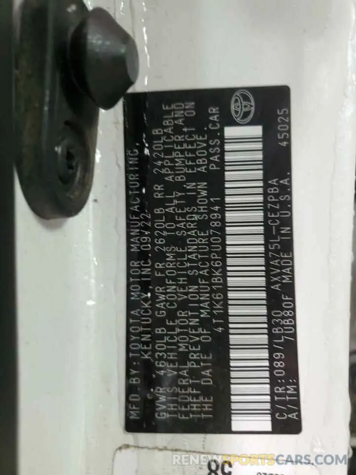 12 Photograph of a damaged car 4T1K61BK6PU078941 TOYOTA CAMRY 2023