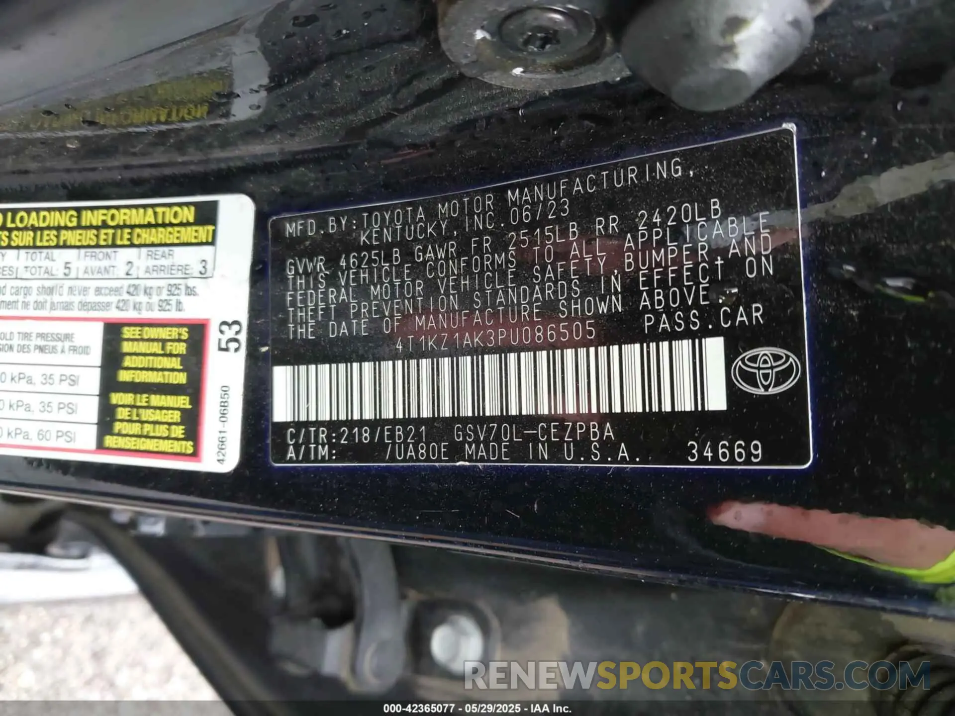 9 Photograph of a damaged car 4T1KZ1AK3PU086505 TOYOTA CAMRY 2023
