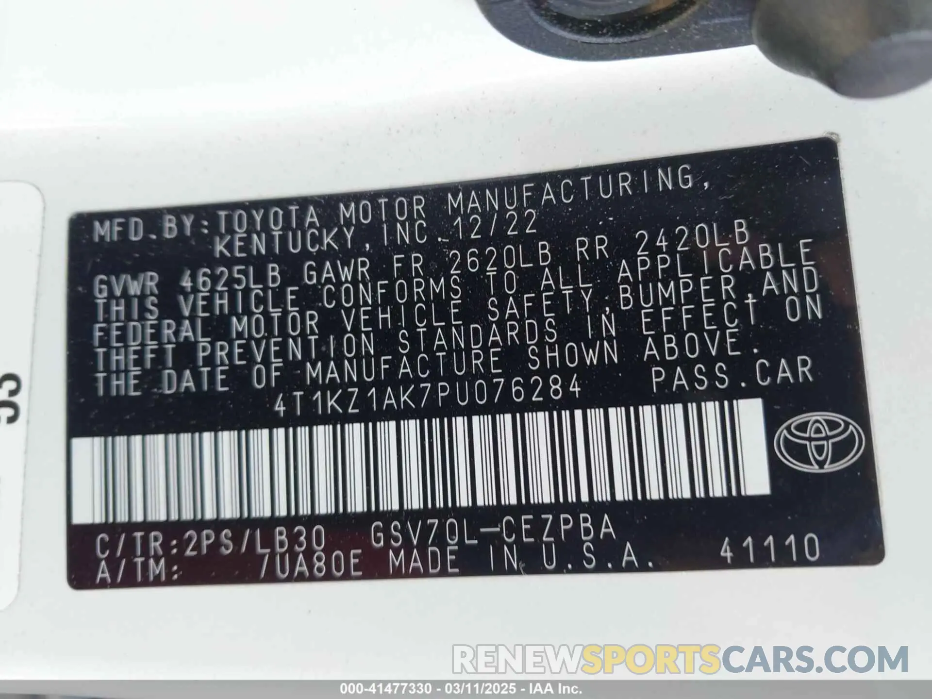 9 Photograph of a damaged car 4T1KZ1AK7PU076284 TOYOTA CAMRY 2023
