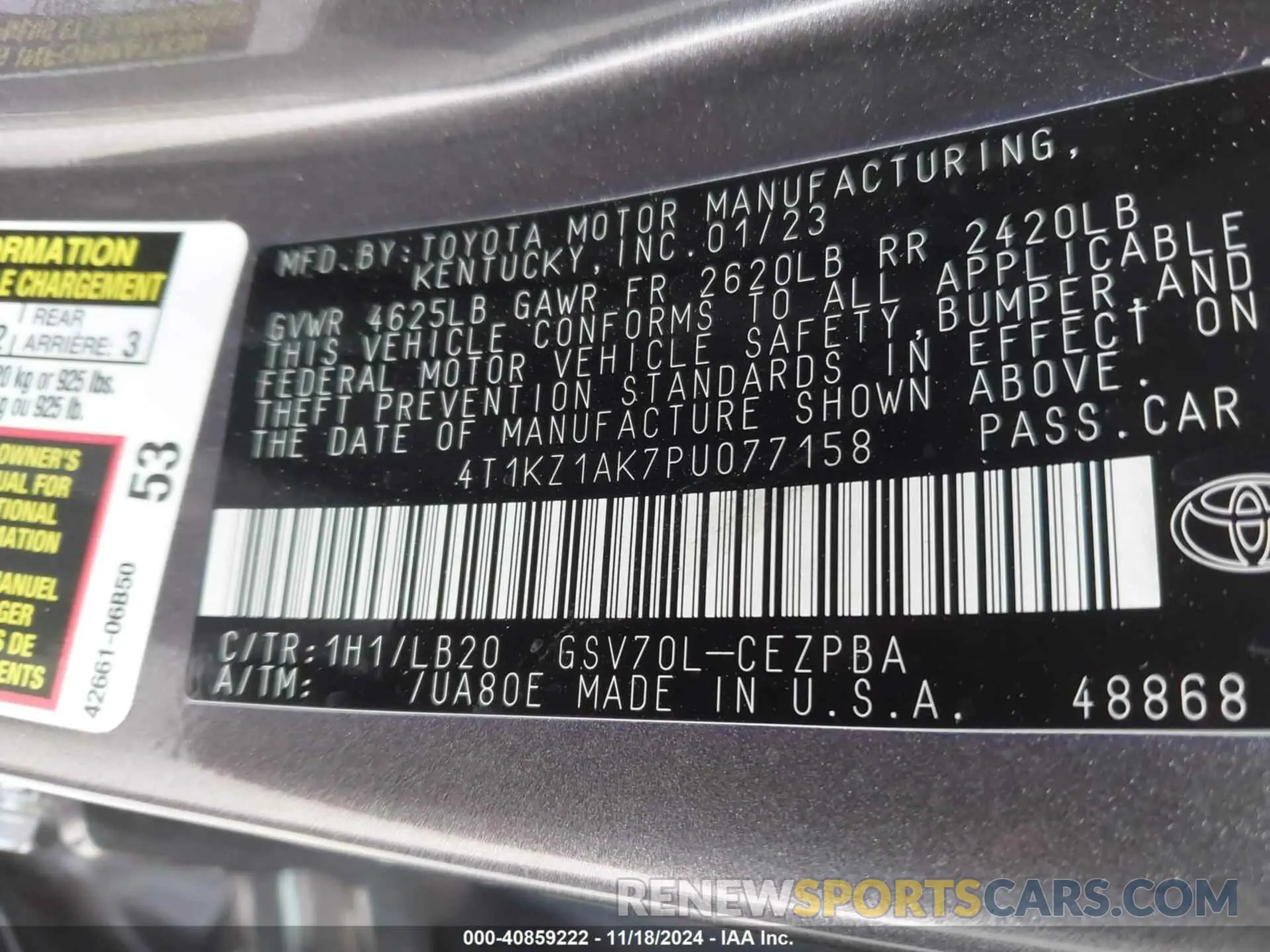 9 Photograph of a damaged car 4T1KZ1AK7PU077158 TOYOTA CAMRY 2023