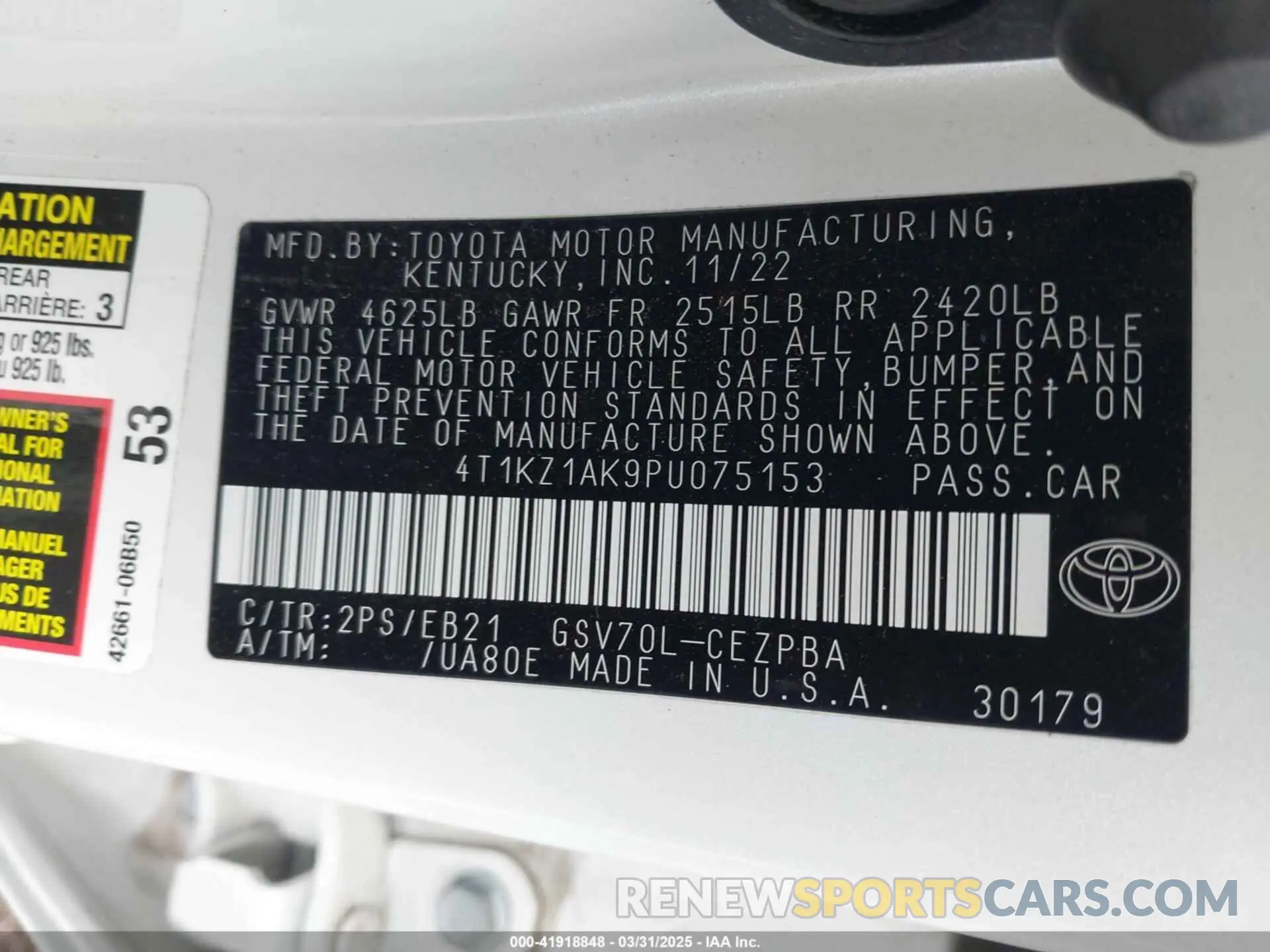 9 Photograph of a damaged car 4T1KZ1AK9PU075153 TOYOTA CAMRY 2023