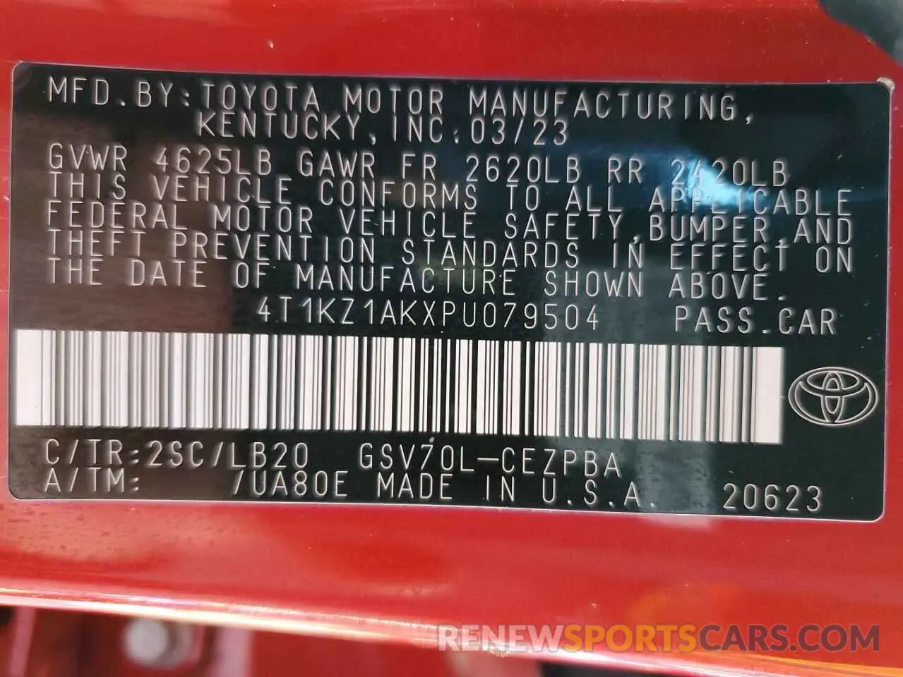 12 Photograph of a damaged car 4T1KZ1AKXPU079504 TOYOTA CAMRY 2023