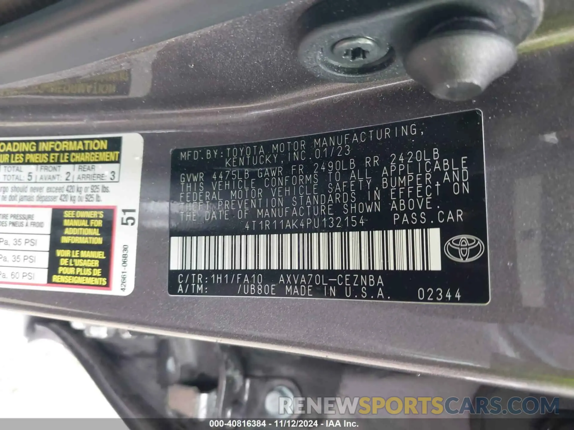 9 Photograph of a damaged car 4T1R11AK4PU132154 TOYOTA CAMRY 2023