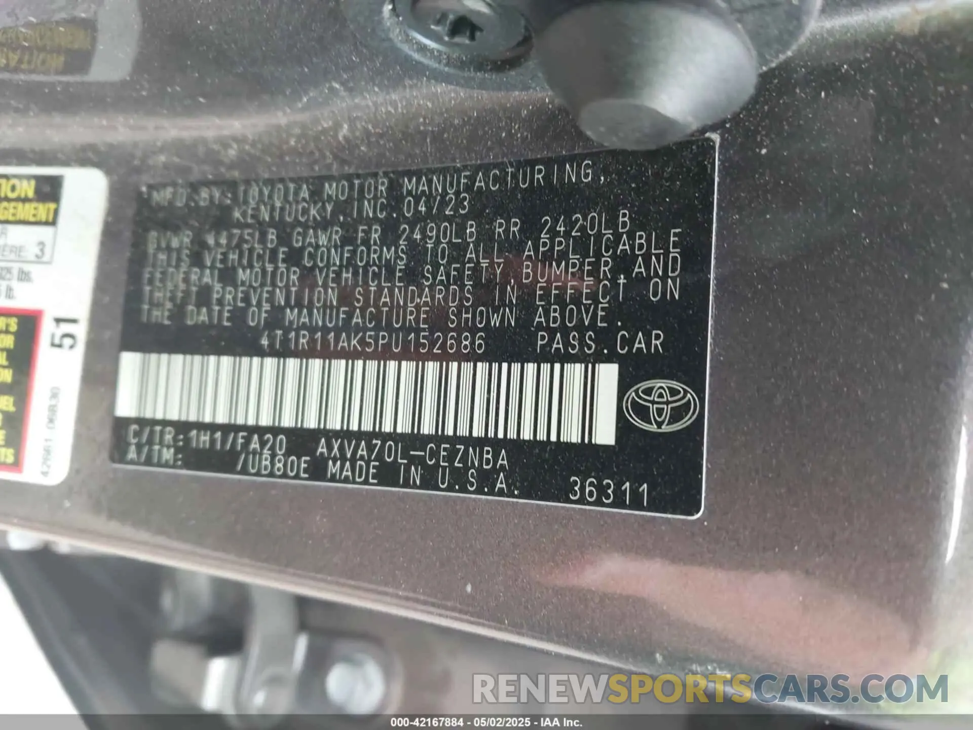9 Photograph of a damaged car 4T1R11AK5PU152686 TOYOTA CAMRY 2023