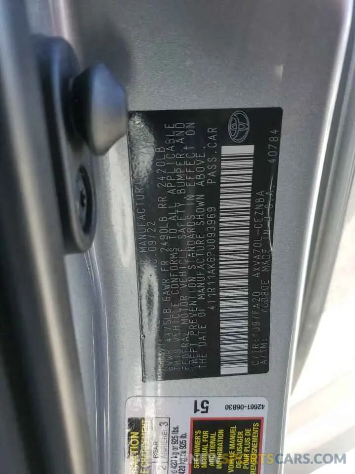 12 Photograph of a damaged car 4T1R11AK6PU093969 TOYOTA CAMRY 2023