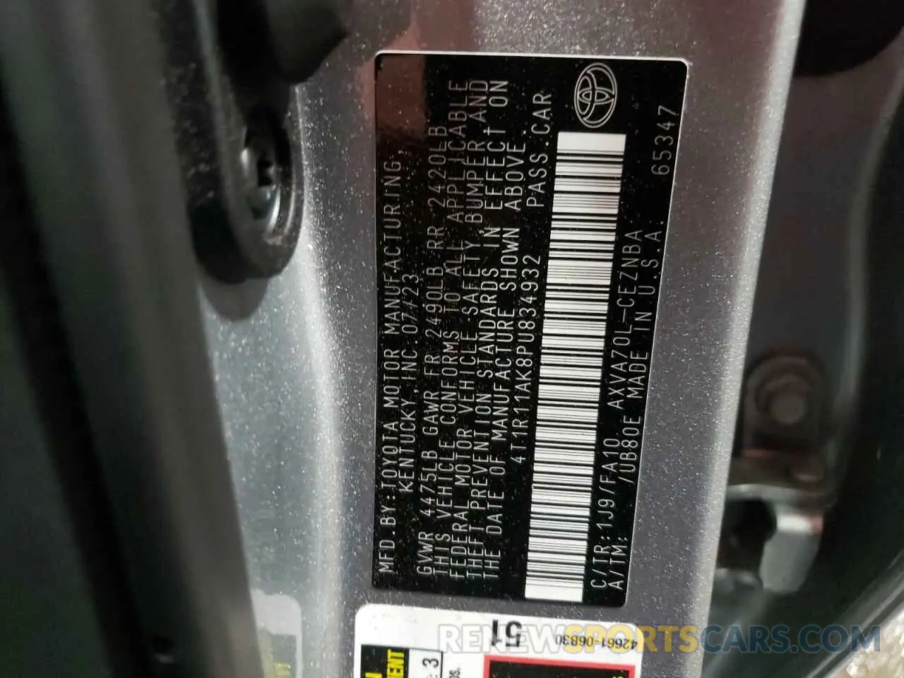 12 Photograph of a damaged car 4T1R11AK8PU834932 TOYOTA CAMRY 2023