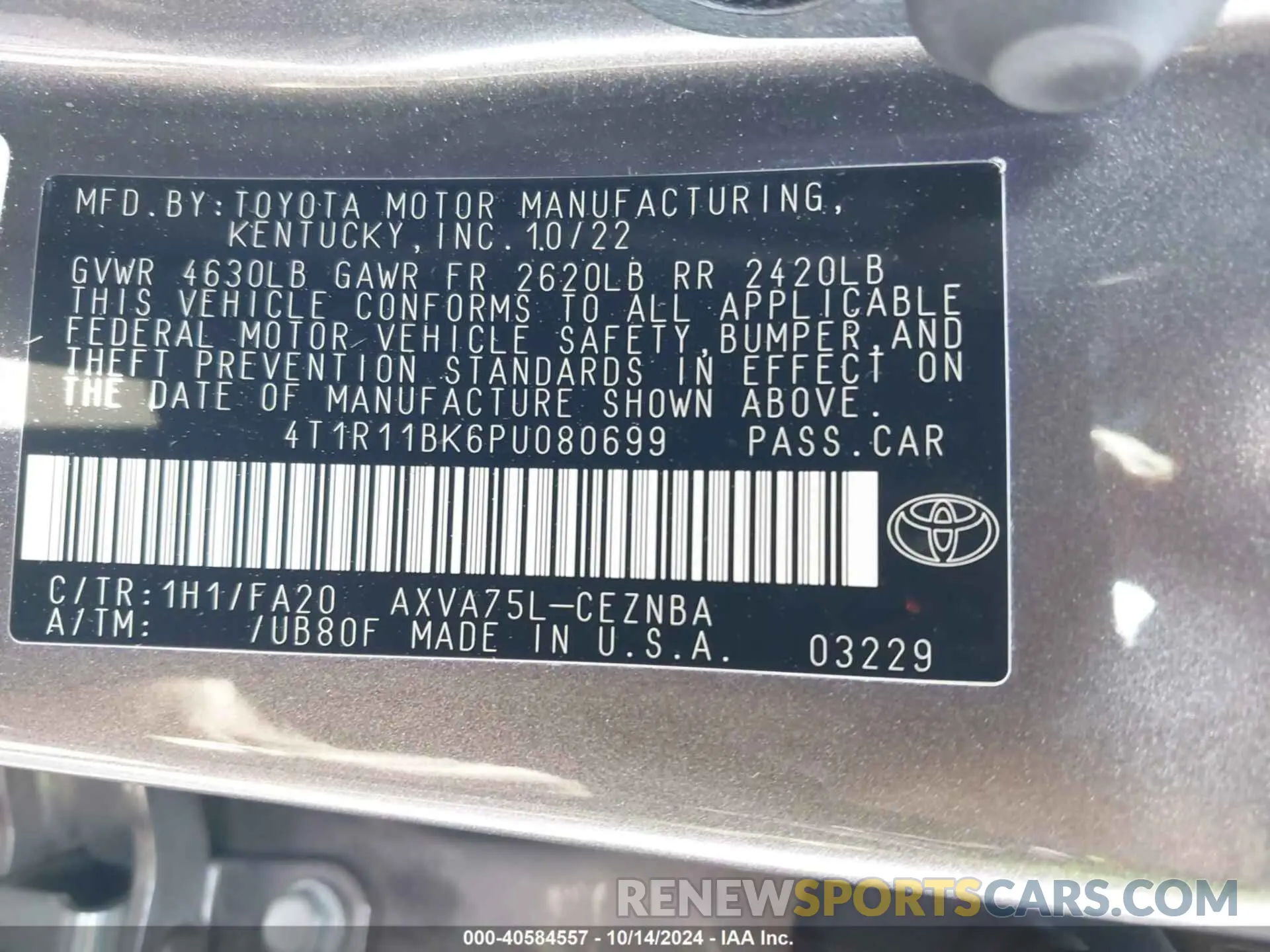 9 Photograph of a damaged car 4T1R11BK6PU080699 TOYOTA CAMRY 2023