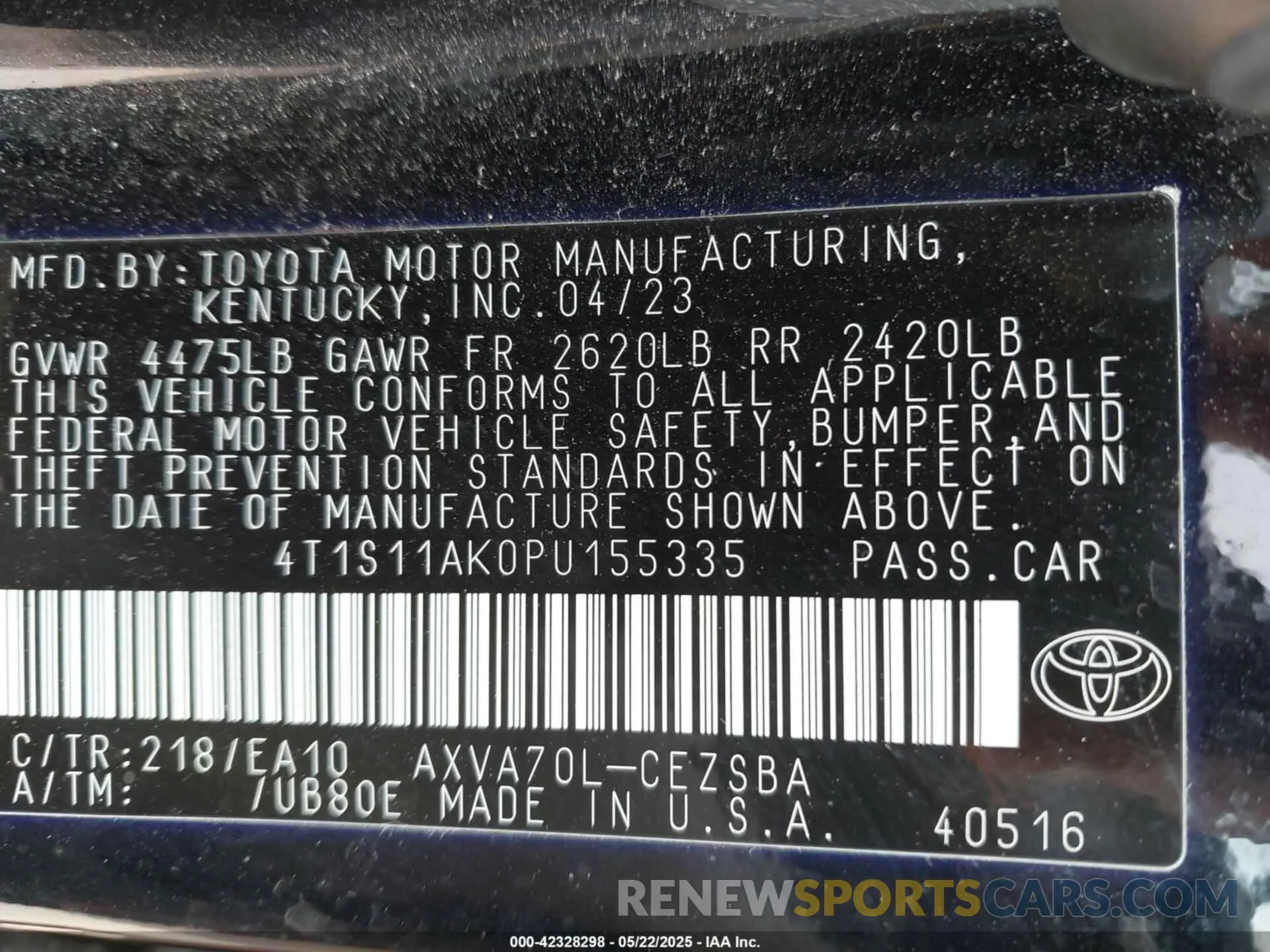 9 Photograph of a damaged car 4T1S11AK0PU155335 TOYOTA CAMRY 2023