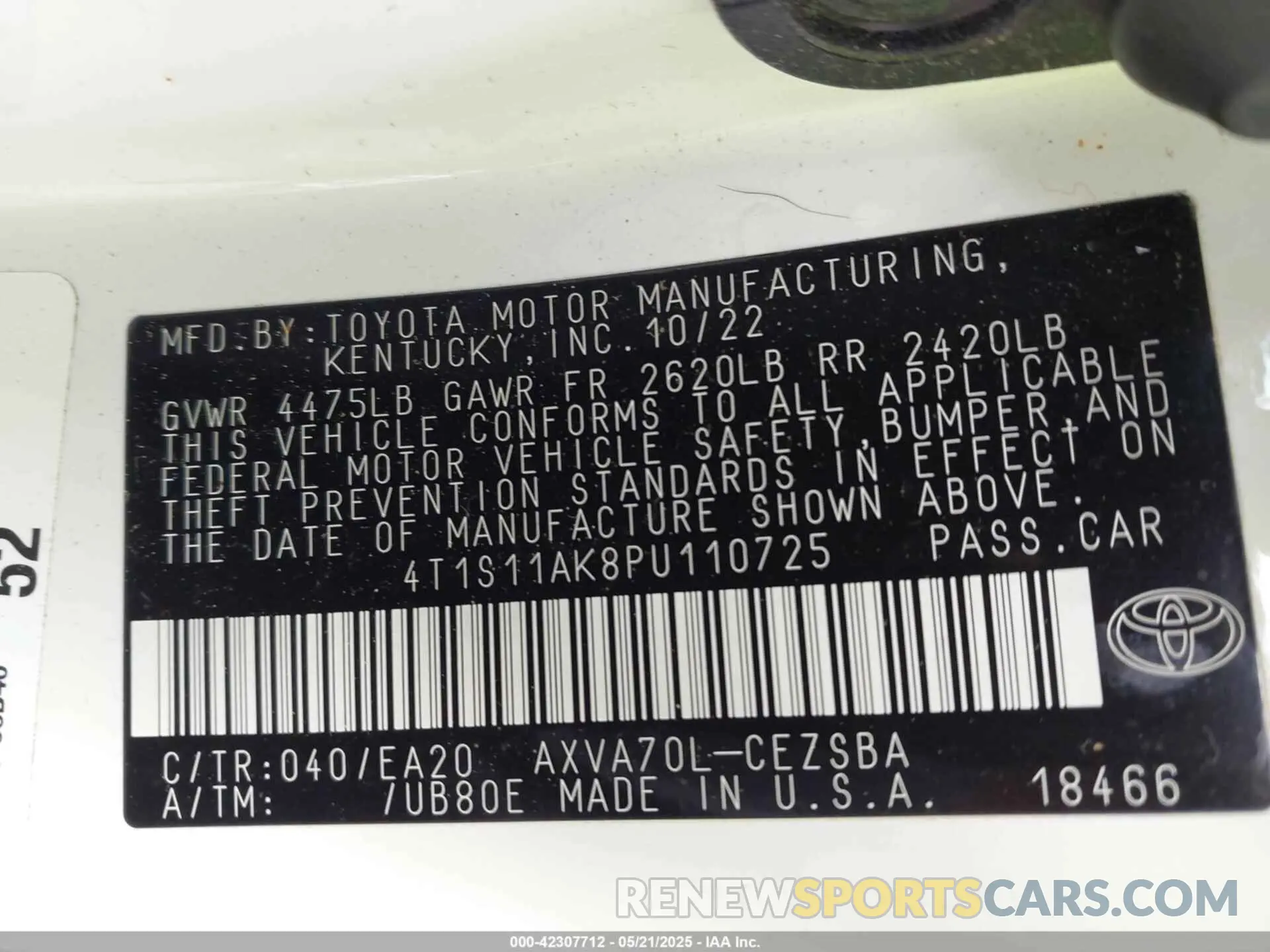 9 Photograph of a damaged car 4T1S11AK8PU110725 TOYOTA CAMRY 2023