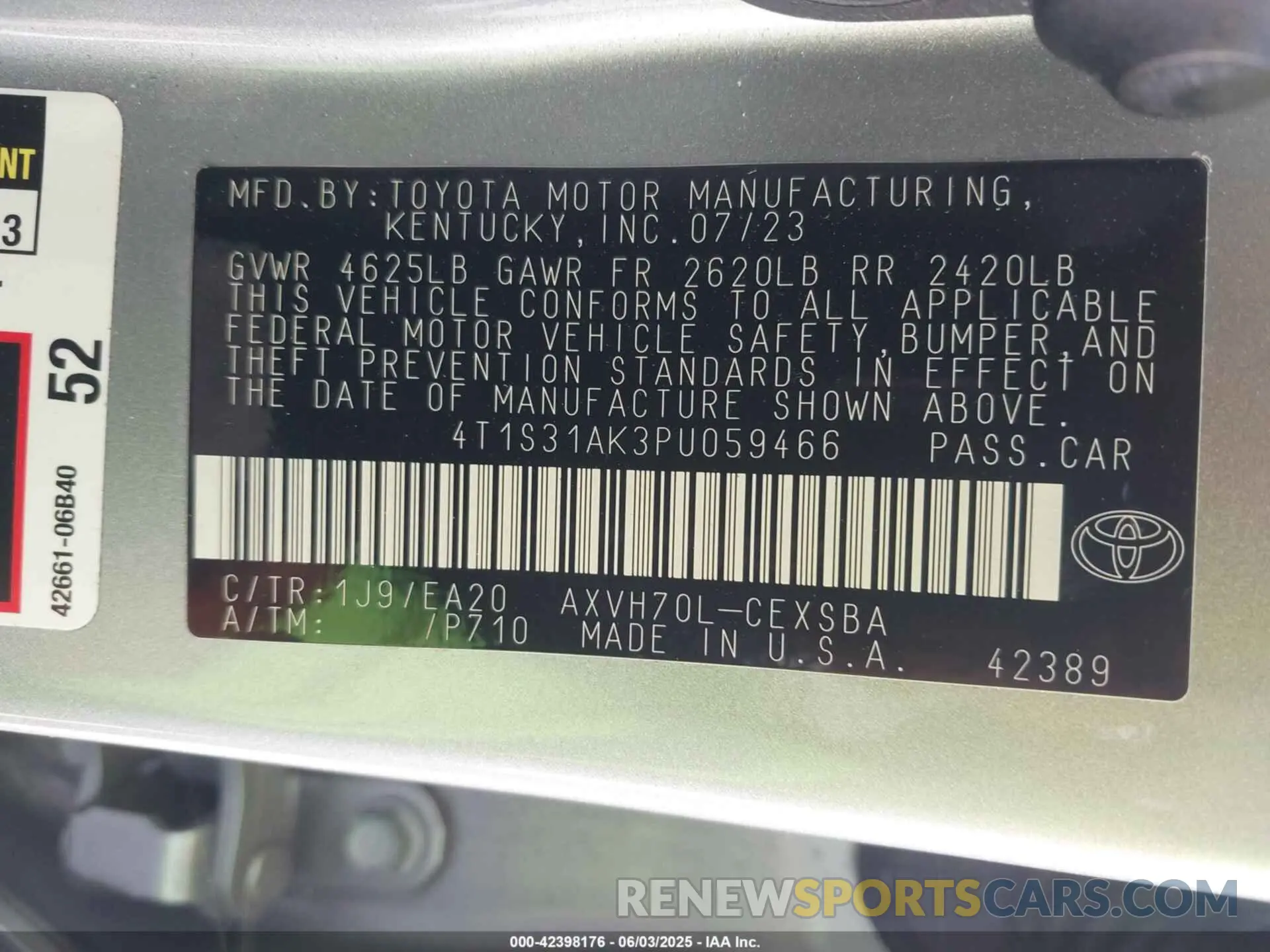 9 Photograph of a damaged car 4T1S31AK3PU059466 TOYOTA CAMRY 2023