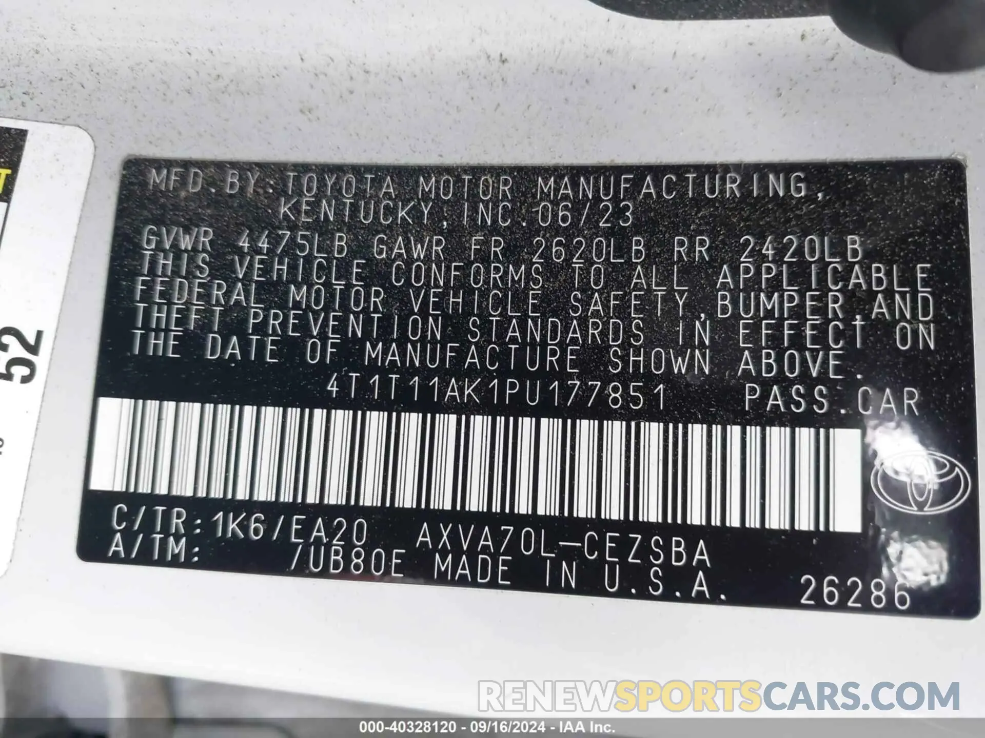 9 Photograph of a damaged car 4T1T11AK1PU177851 TOYOTA CAMRY 2023