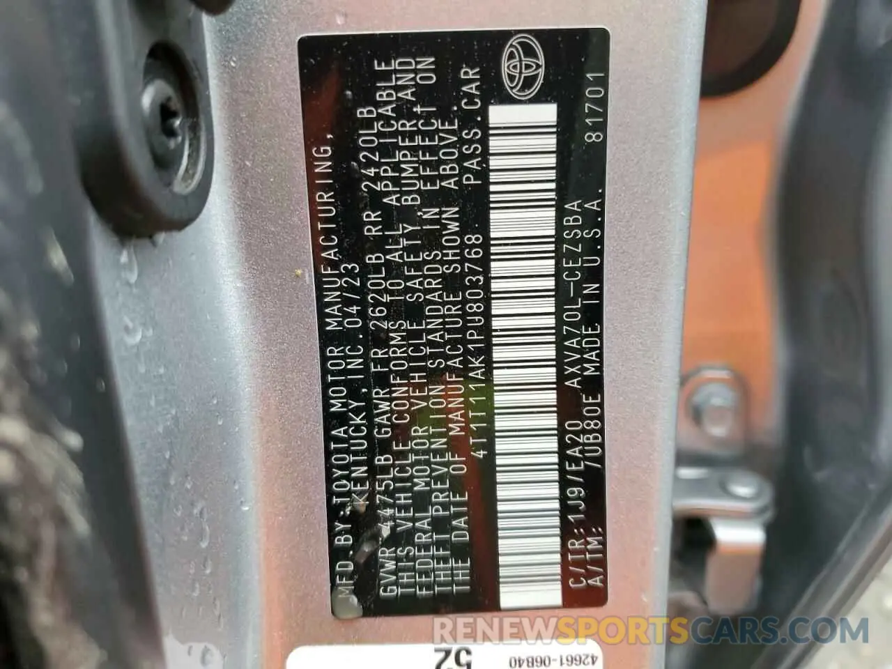 12 Photograph of a damaged car 4T1T11AK1PU803768 TOYOTA CAMRY 2023