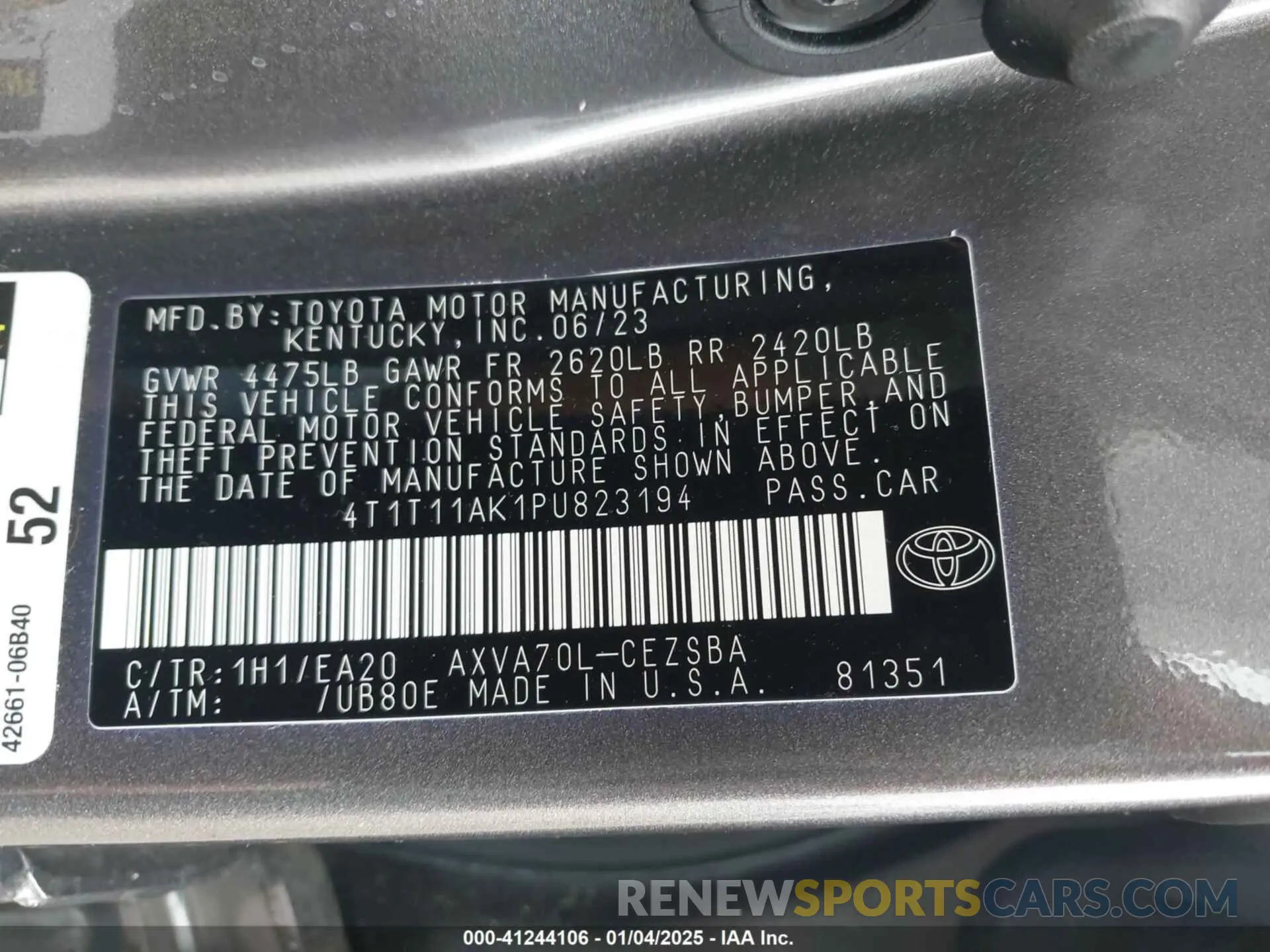 9 Photograph of a damaged car 4T1T11AK1PU823194 TOYOTA CAMRY 2023