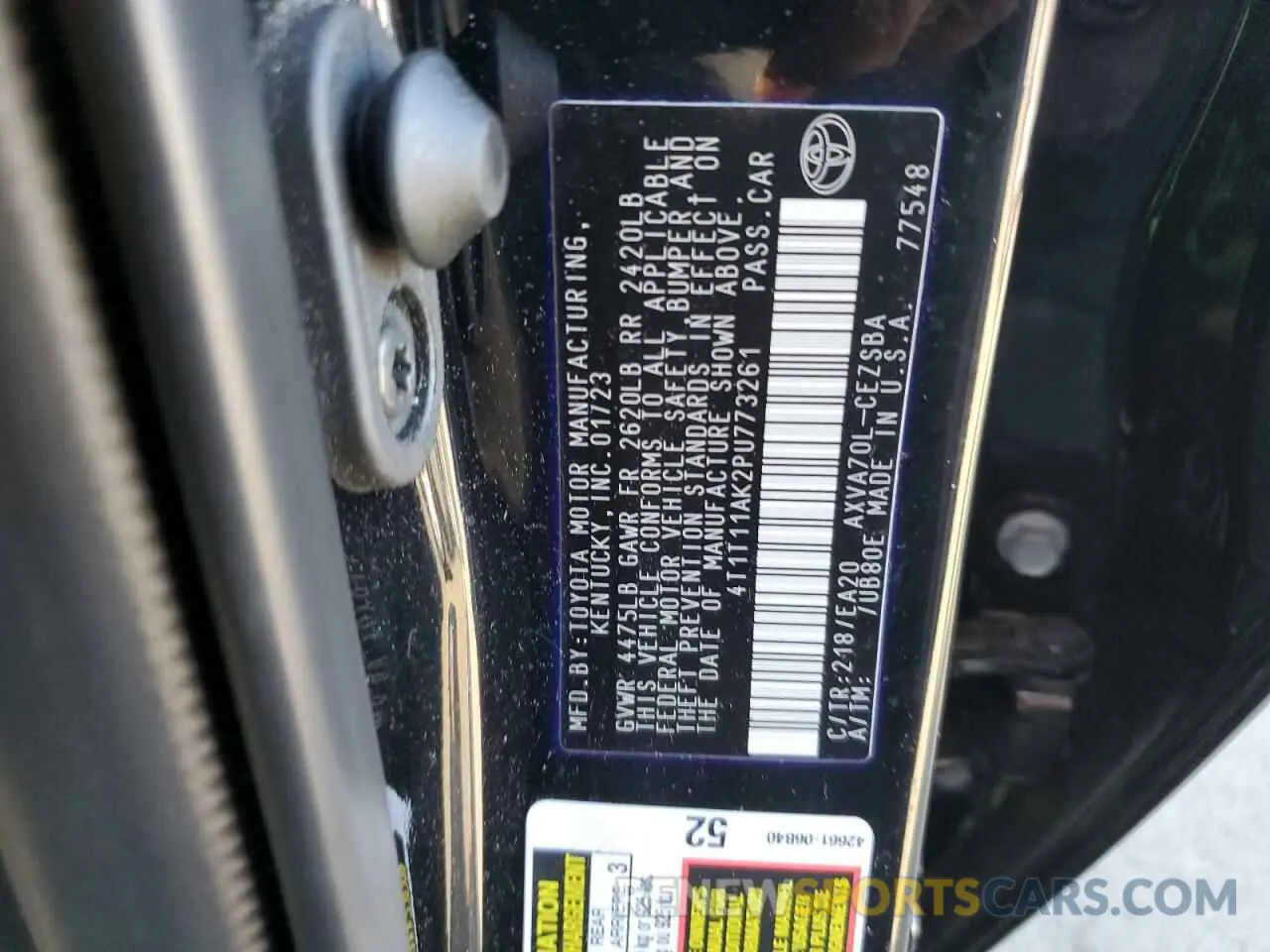 12 Photograph of a damaged car 4T1T11AK2PU773261 TOYOTA CAMRY 2023