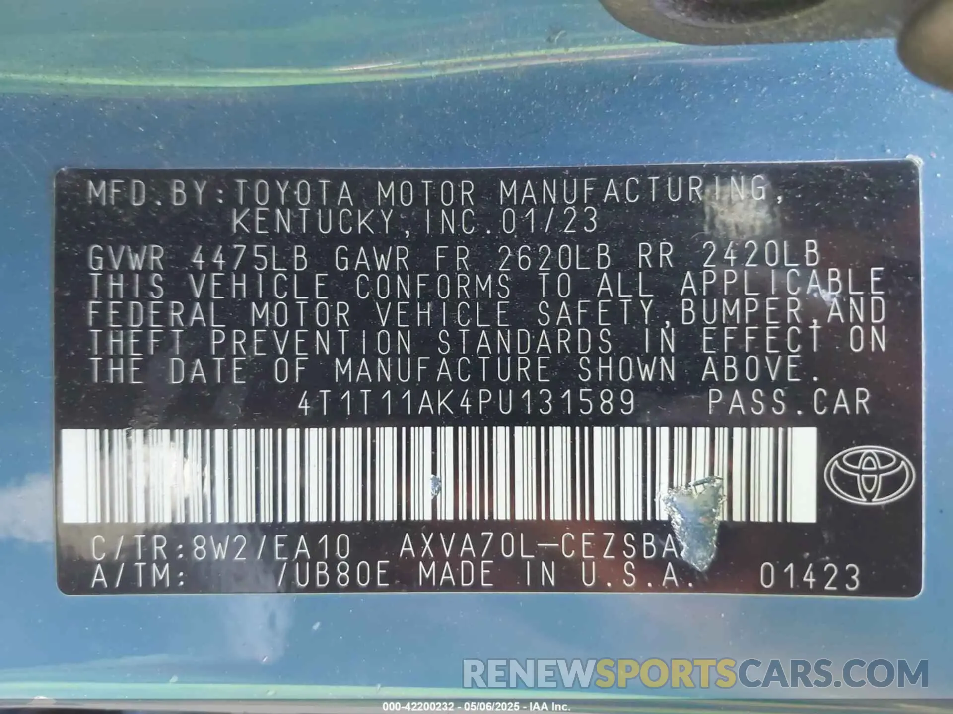 9 Photograph of a damaged car 4T1T11AK4PU131589 TOYOTA CAMRY 2023