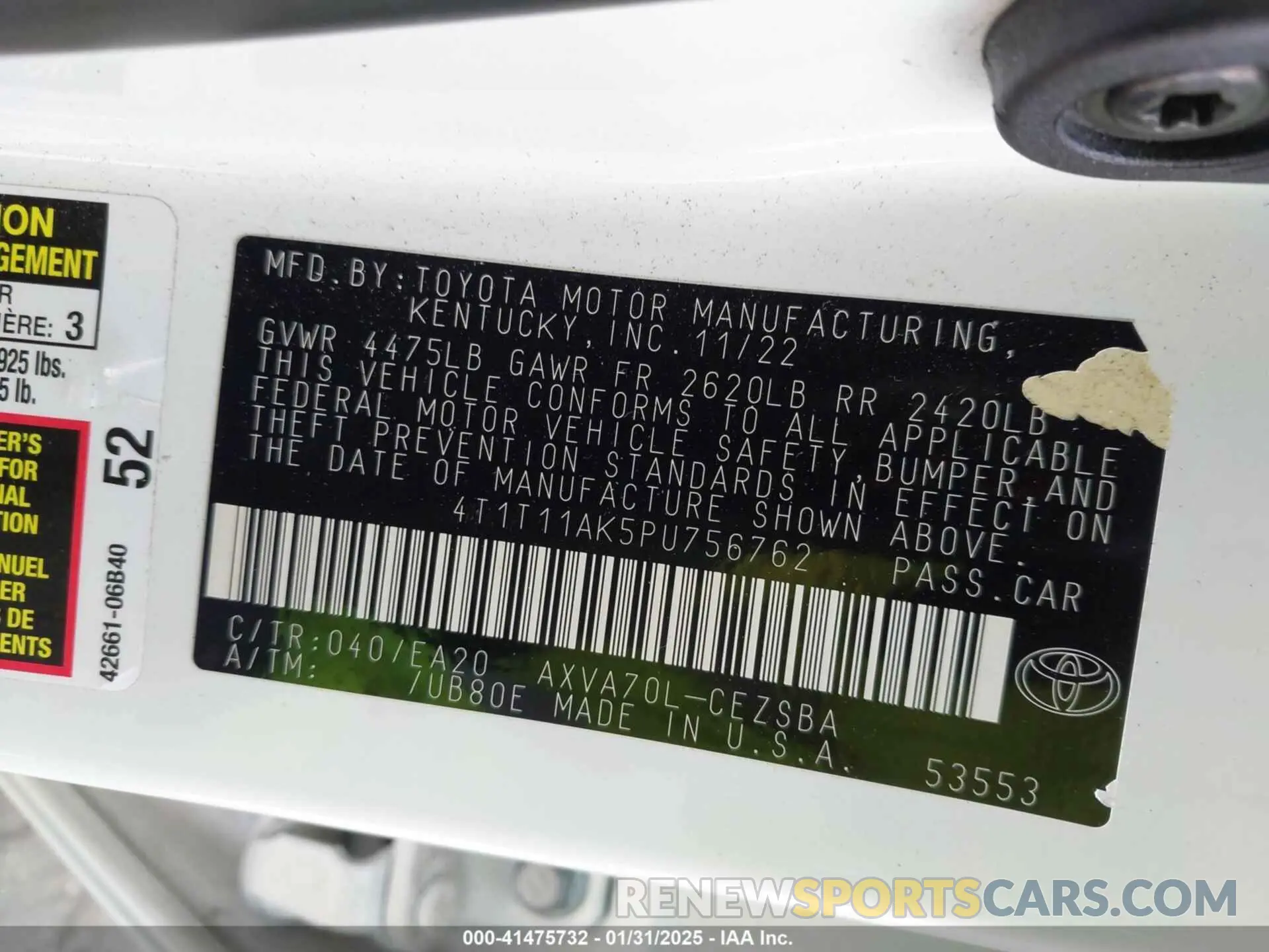 9 Photograph of a damaged car 4T1T11AK5PU756762 TOYOTA CAMRY 2023