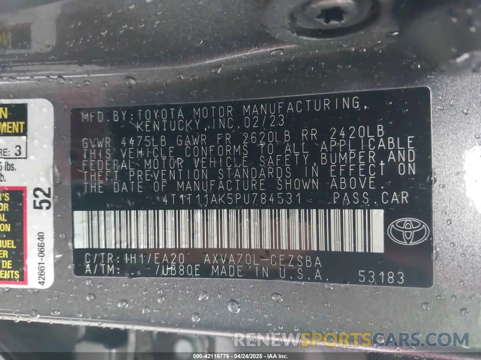 9 Photograph of a damaged car 4T1T11AK5PU784531 TOYOTA CAMRY 2023