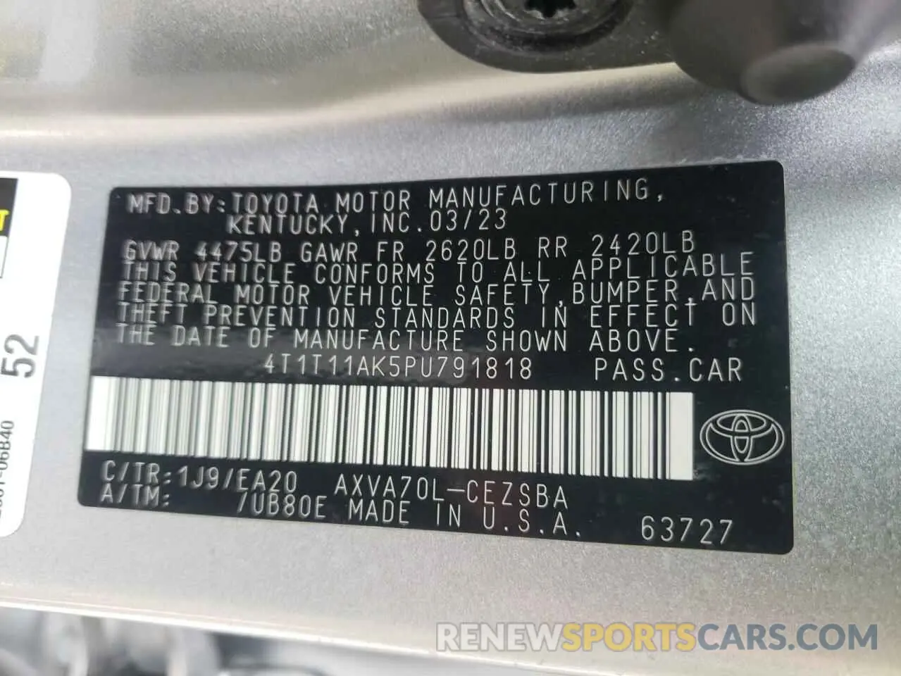 14 Photograph of a damaged car 4T1T11AK5PU791818 TOYOTA CAMRY 2023