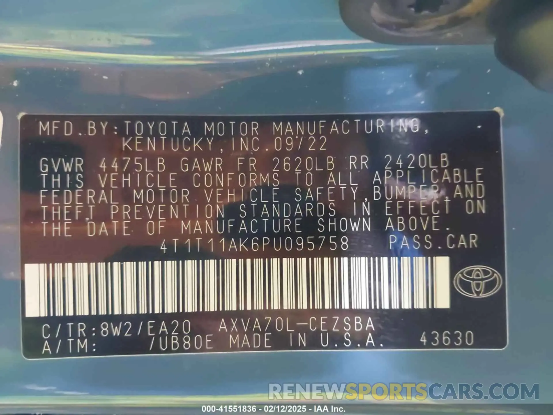 9 Photograph of a damaged car 4T1T11AK6PU095758 TOYOTA CAMRY 2023