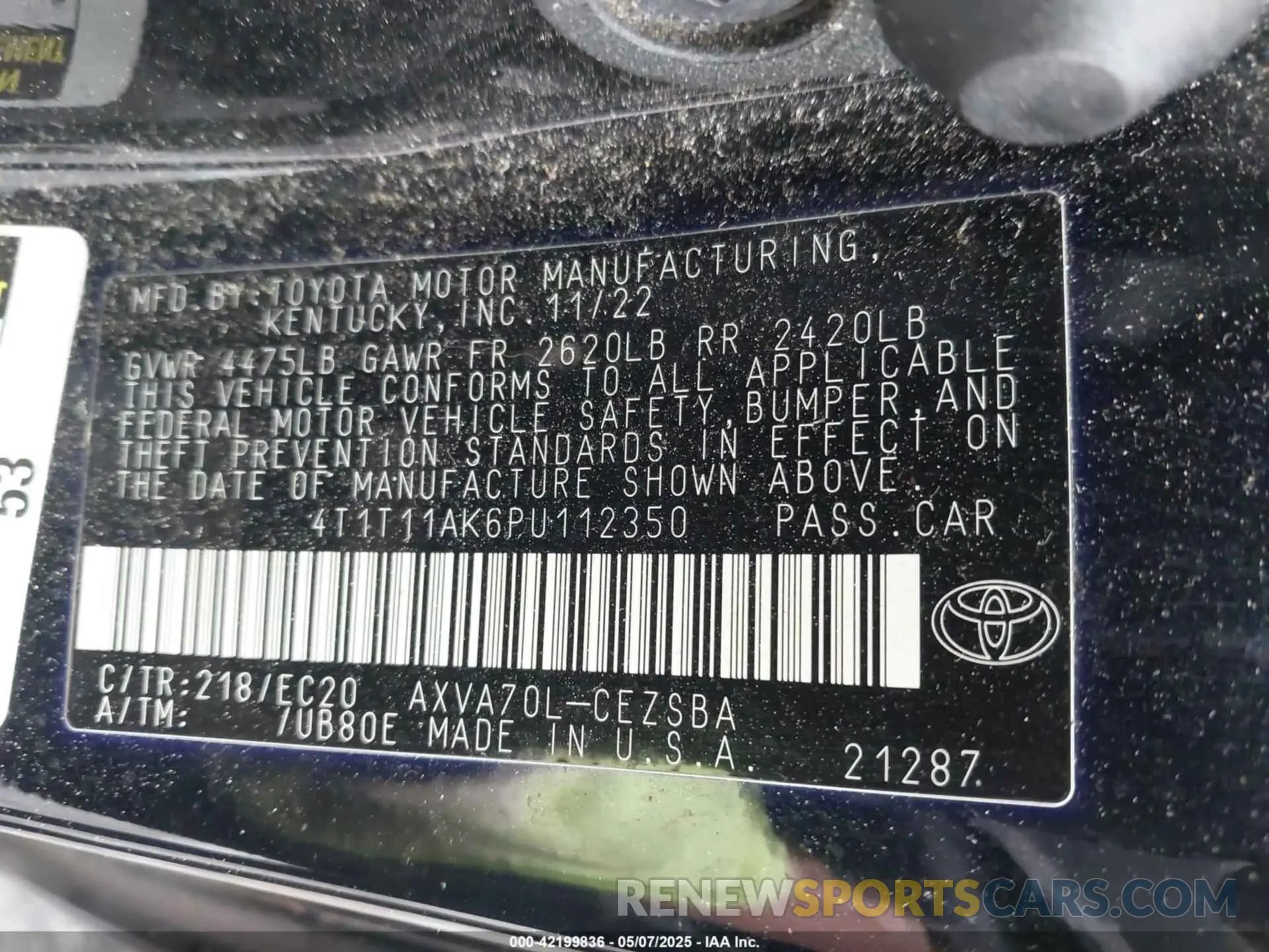9 Photograph of a damaged car 4T1T11AK6PU112350 TOYOTA CAMRY 2023