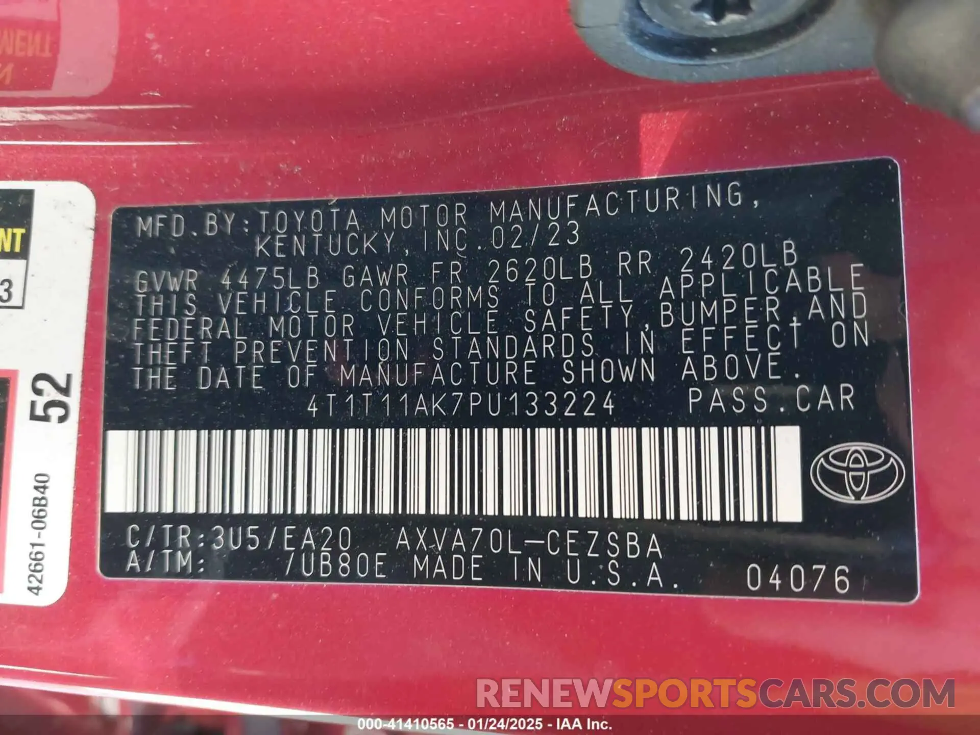 9 Photograph of a damaged car 4T1T11AK7PU133224 TOYOTA CAMRY 2023