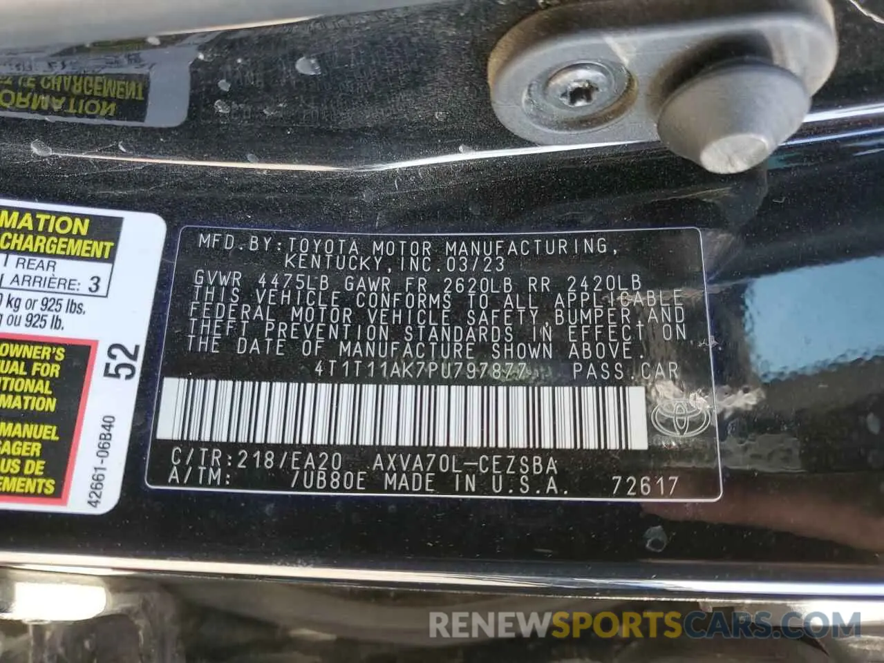 13 Photograph of a damaged car 4T1T11AK7PU797877 TOYOTA CAMRY 2023