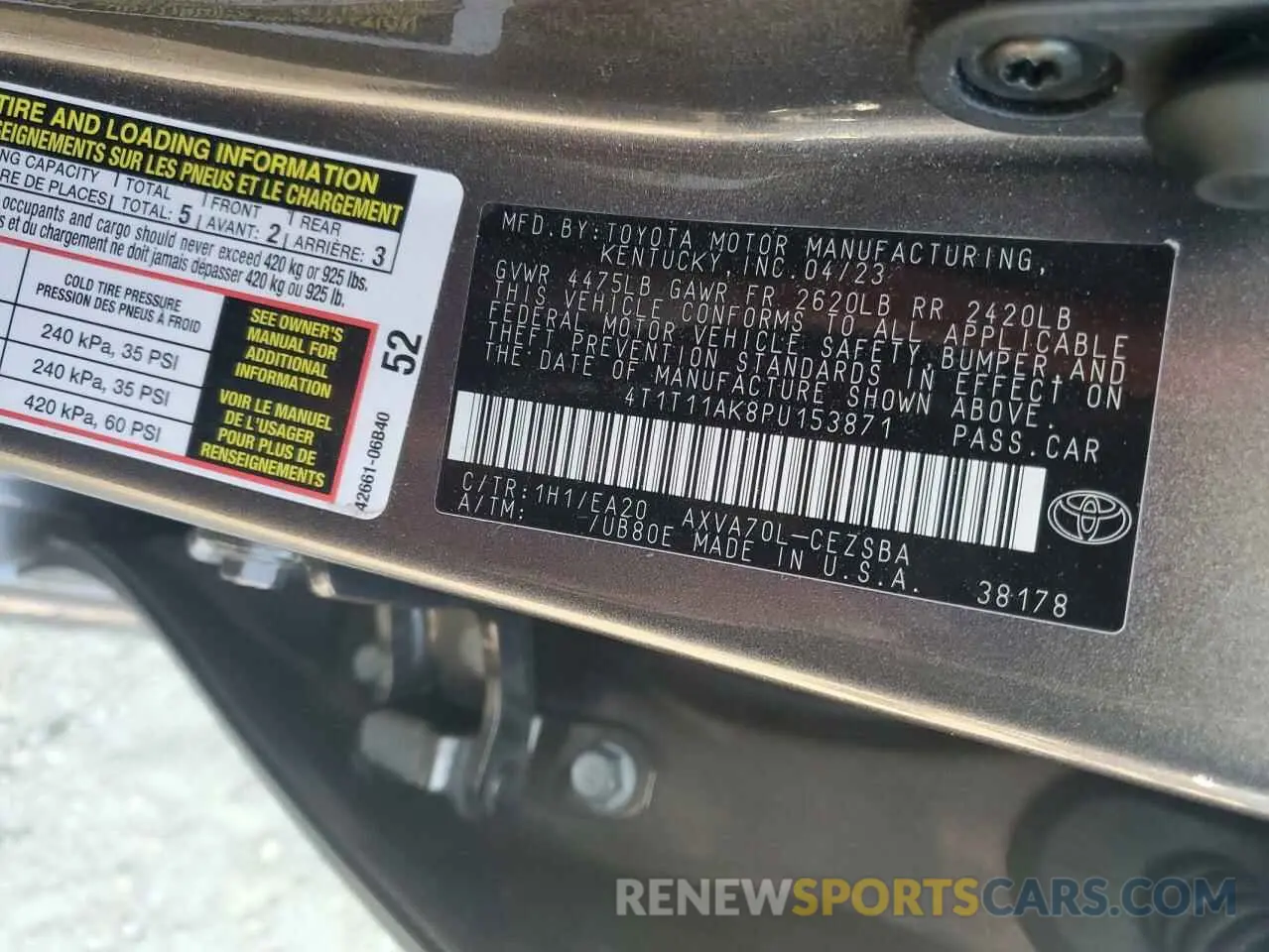 12 Photograph of a damaged car 4T1T11AK8PU153871 TOYOTA CAMRY 2023