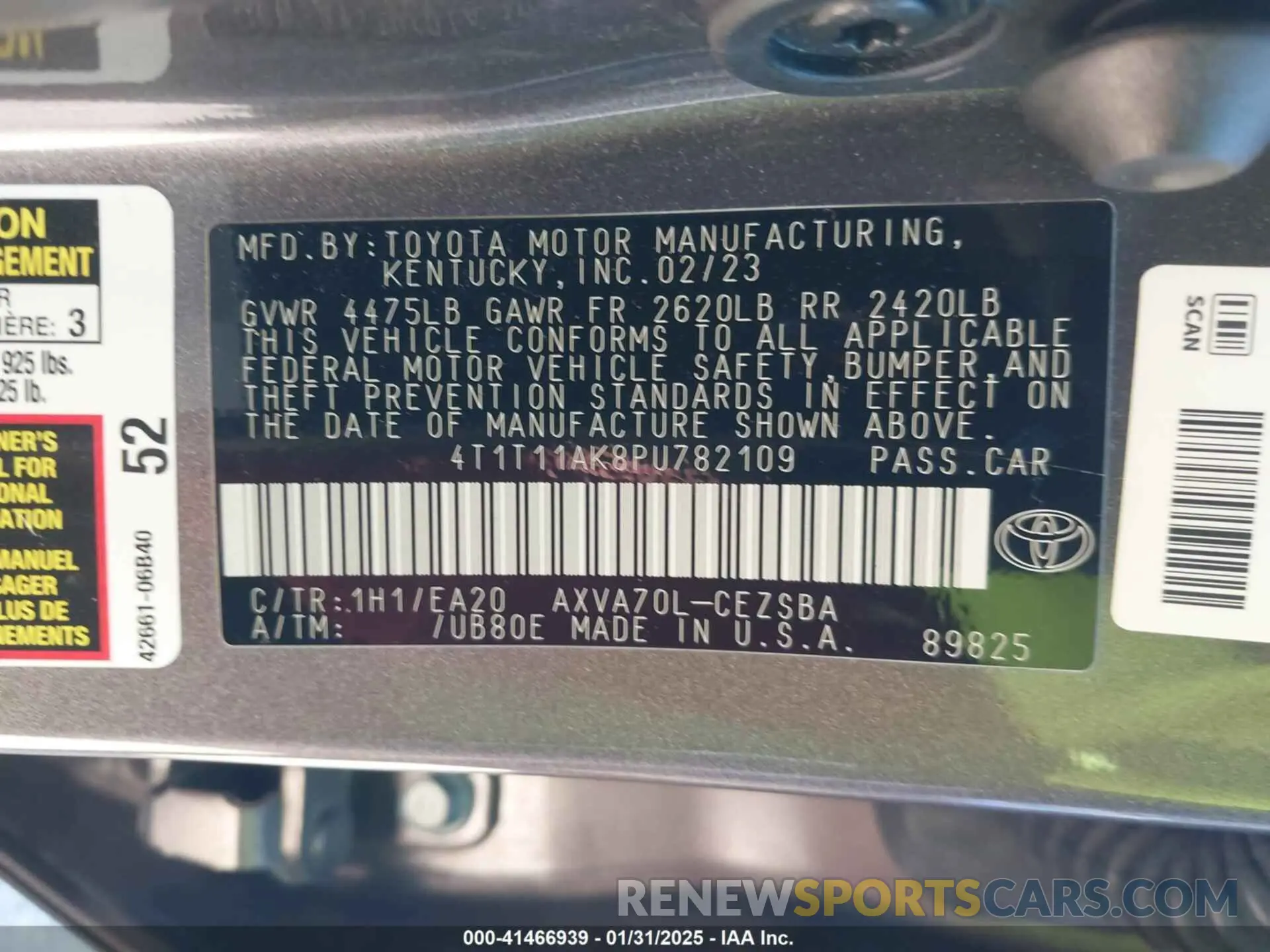 9 Photograph of a damaged car 4T1T11AK8PU782109 TOYOTA CAMRY 2023