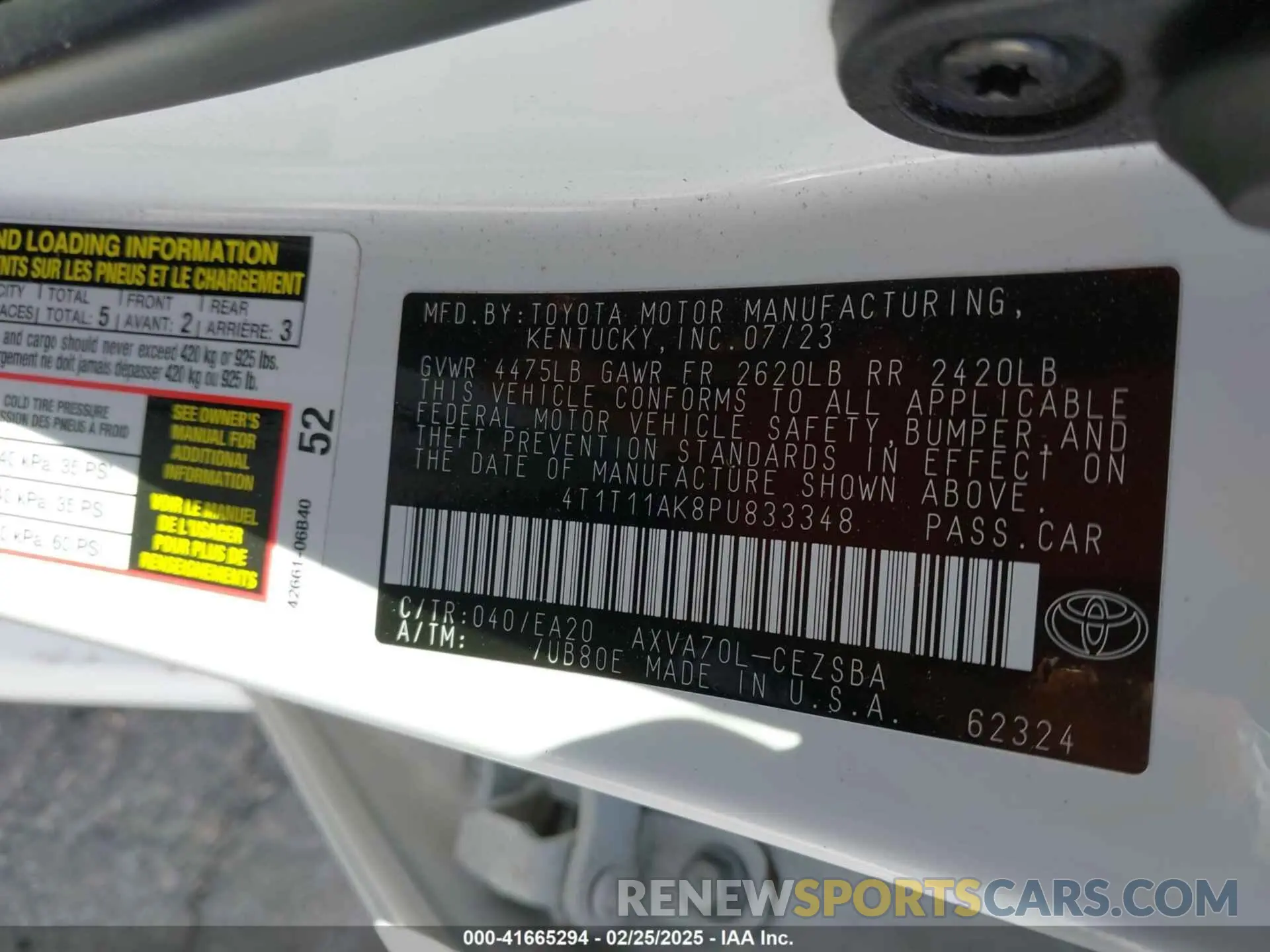 9 Photograph of a damaged car 4T1T11AK8PU833348 TOYOTA CAMRY 2023