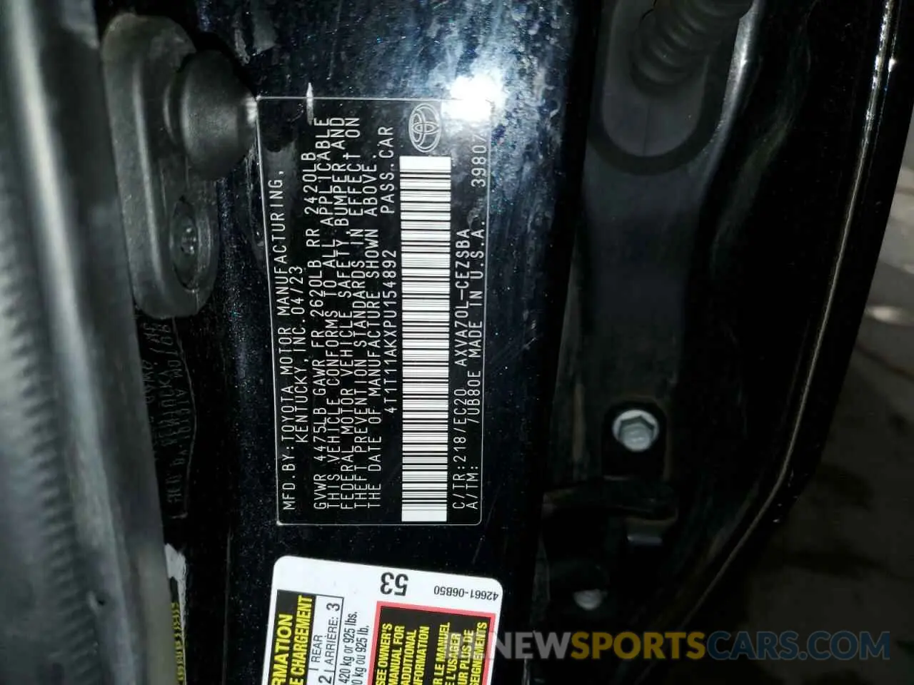 12 Photograph of a damaged car 4T1T11AKXPU154892 TOYOTA CAMRY 2023