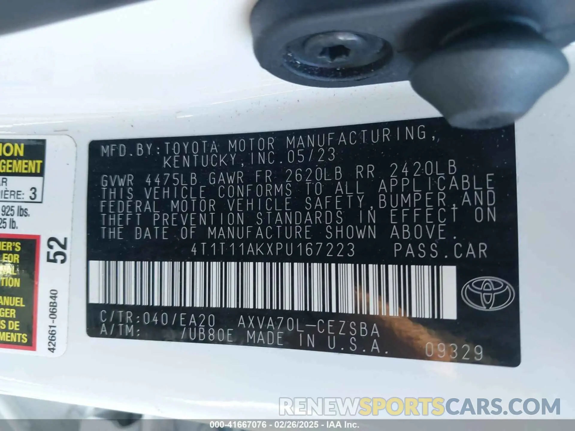 9 Photograph of a damaged car 4T1T11AKXPU167223 TOYOTA CAMRY 2023