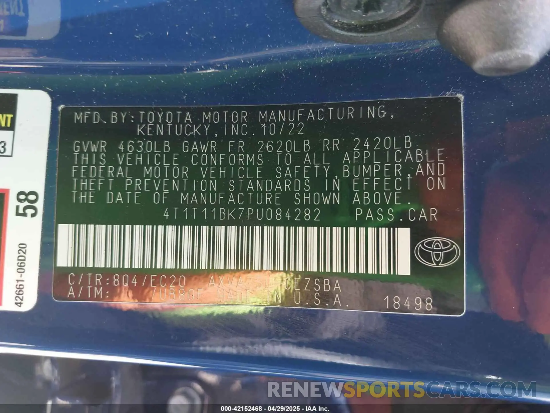 9 Photograph of a damaged car 4T1T11BK7PU084282 TOYOTA CAMRY 2023