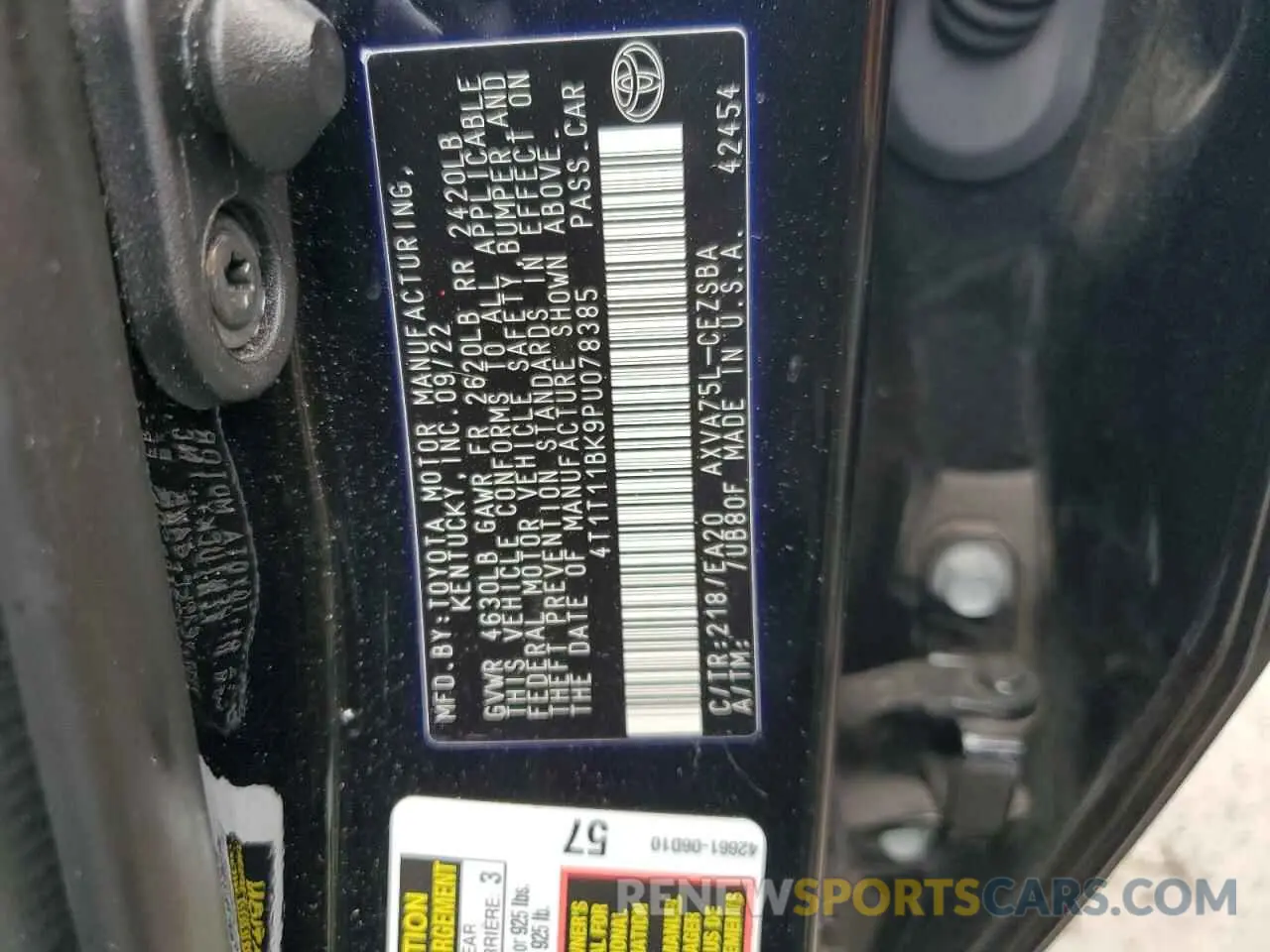 13 Photograph of a damaged car 4T1T11BK9PU078385 TOYOTA CAMRY 2023