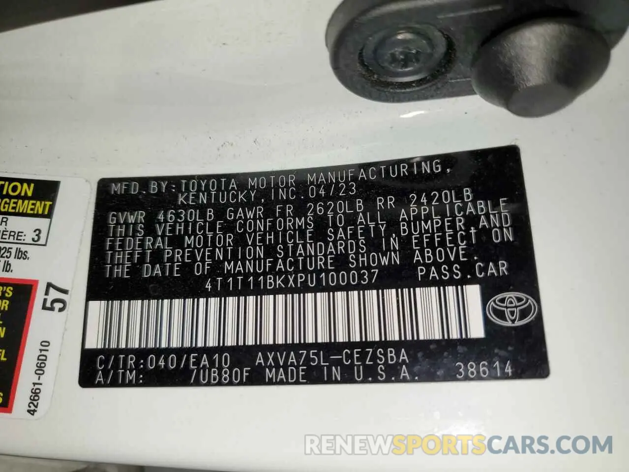 12 Photograph of a damaged car 4T1T11BKXPU100037 TOYOTA CAMRY 2023